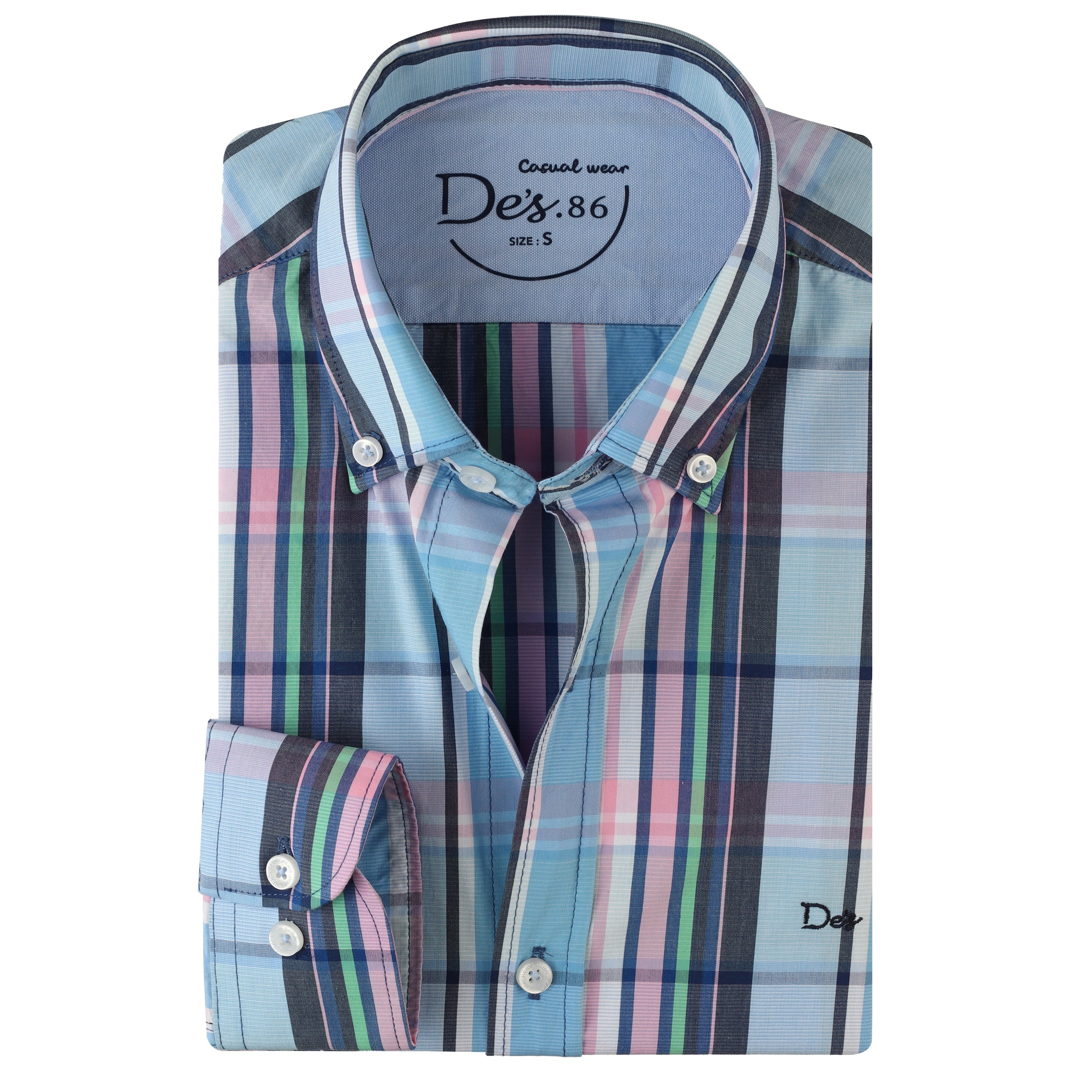 Light-Blue striped Casual Shirt - 1