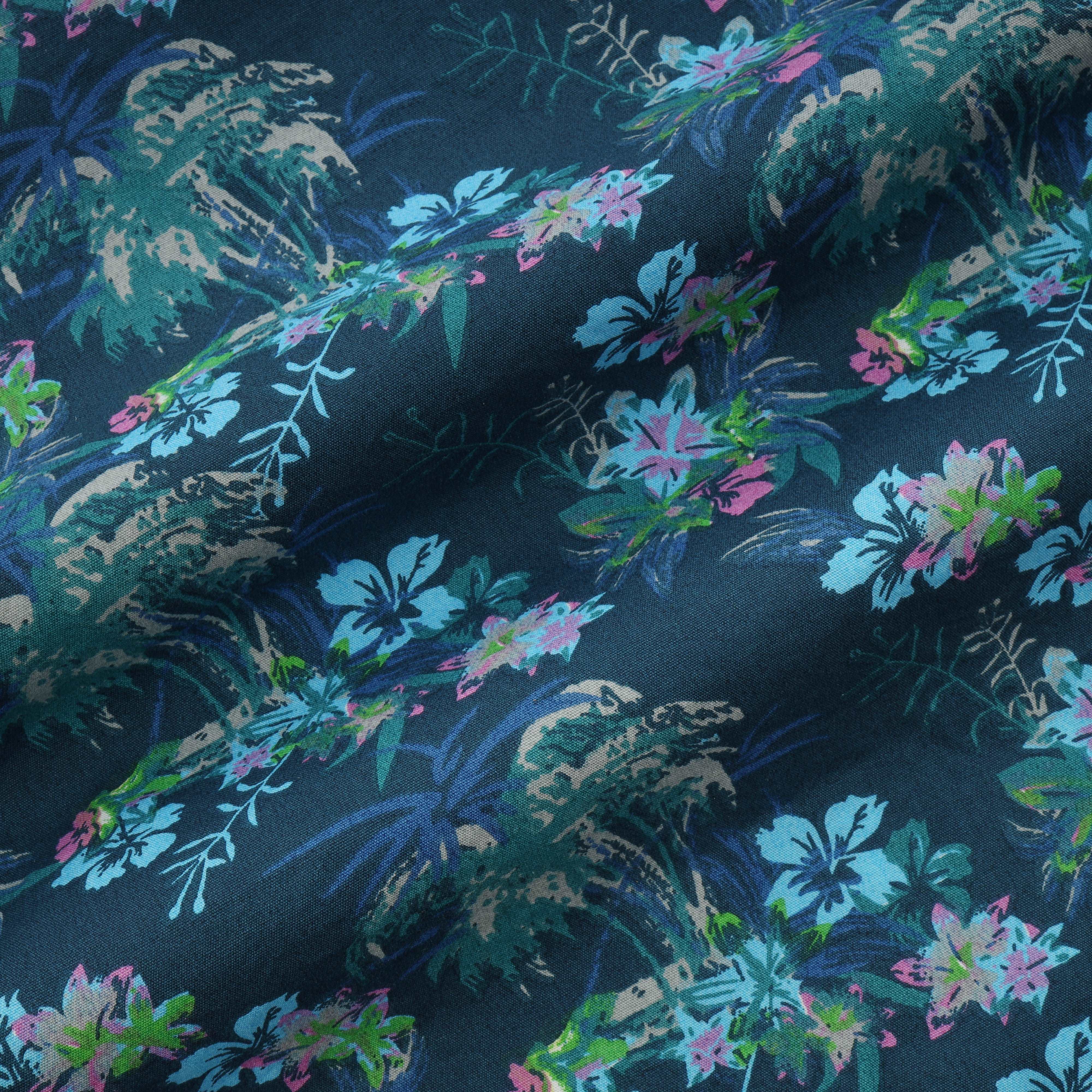 Steel Blue Printed Casual Shirt - 2