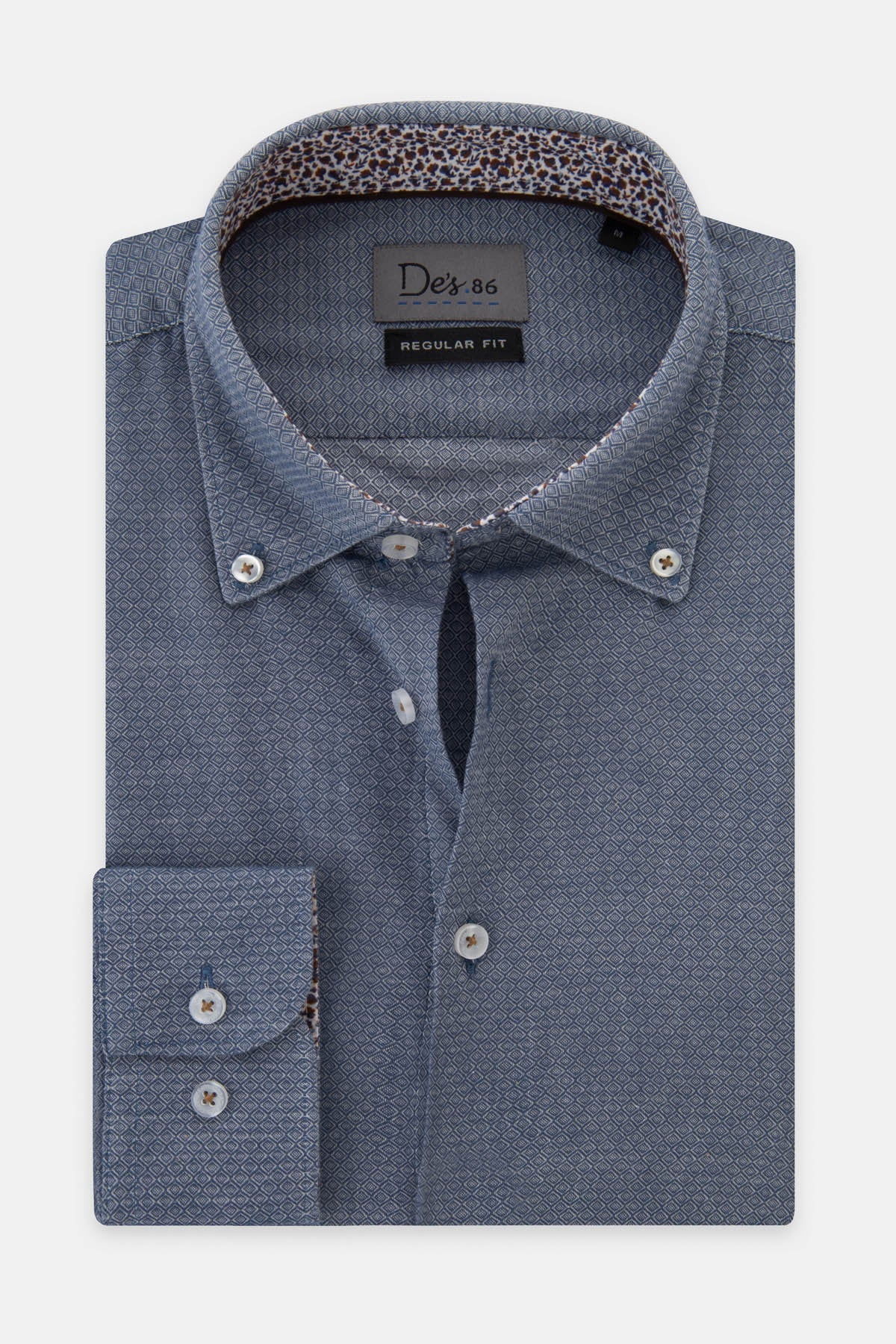 Jacquard Hexagonal Pattern Gray Casual Shirt - 1