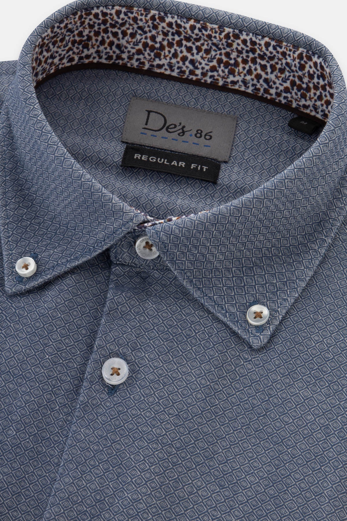 Jacquard Hexagonal Pattern Gray Casual Shirt - 2