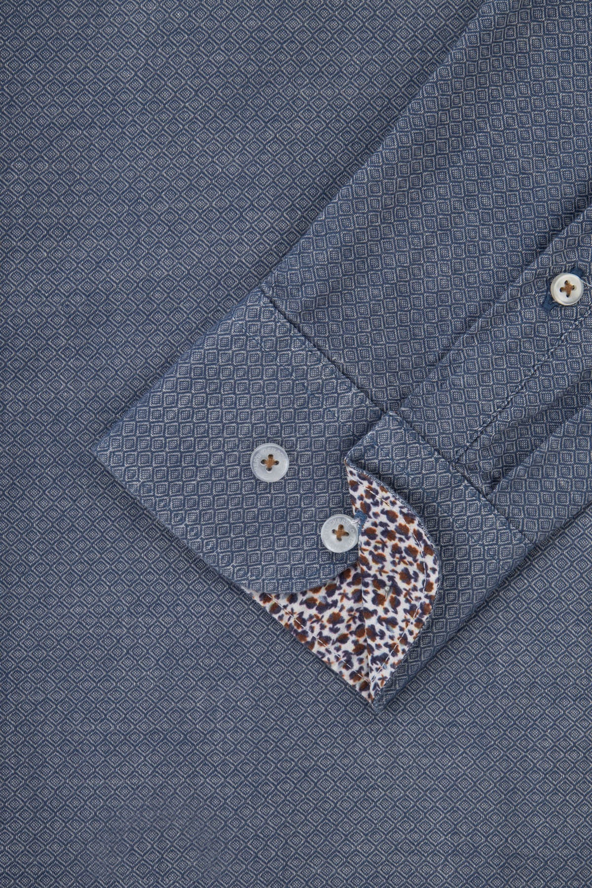 Jacquard Hexagonal Pattern Gray Casual Shirt - 3