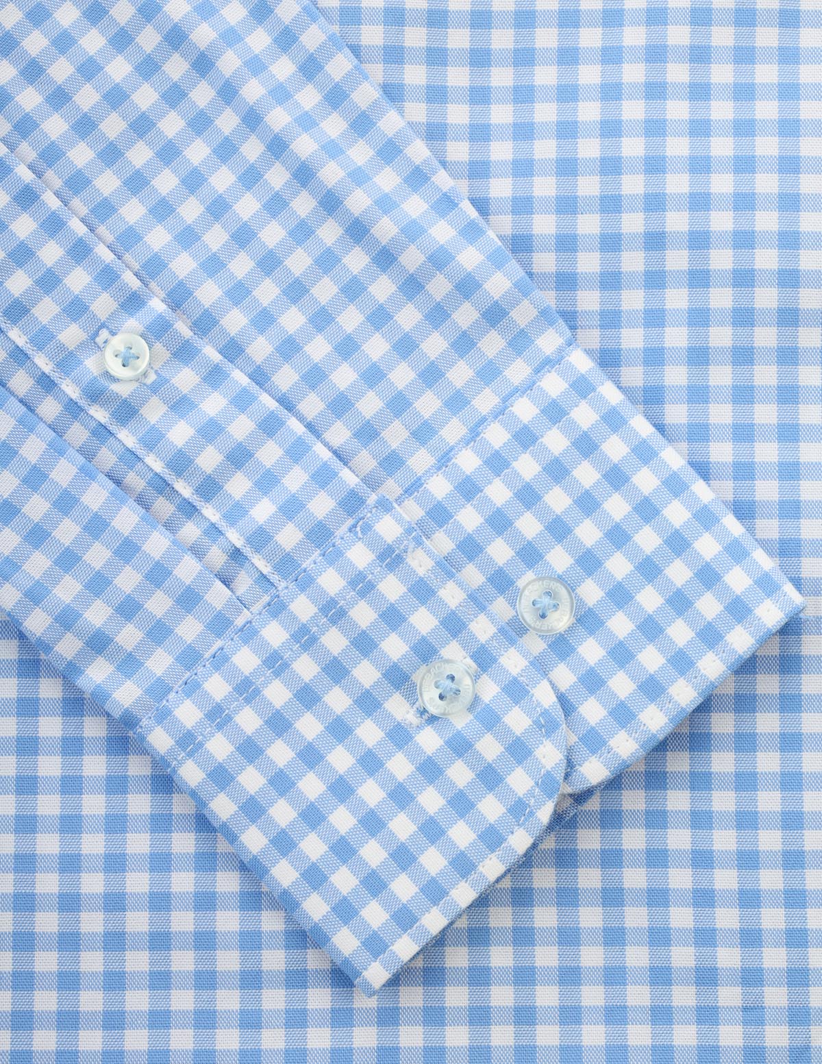 Checked Light Blue Cotton Casual Shirt - 3