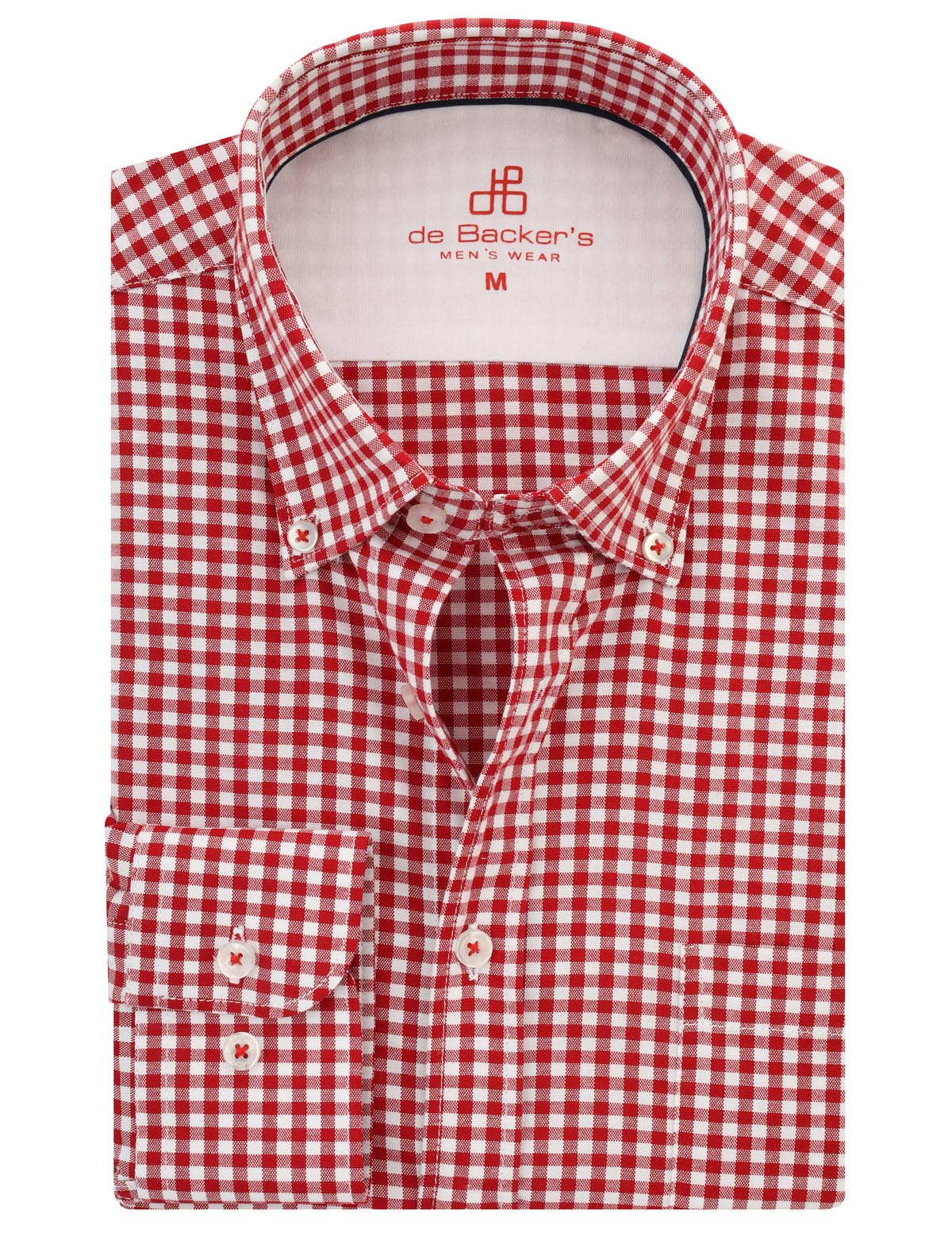 Checked Red Cotton Casual Shirt - 1