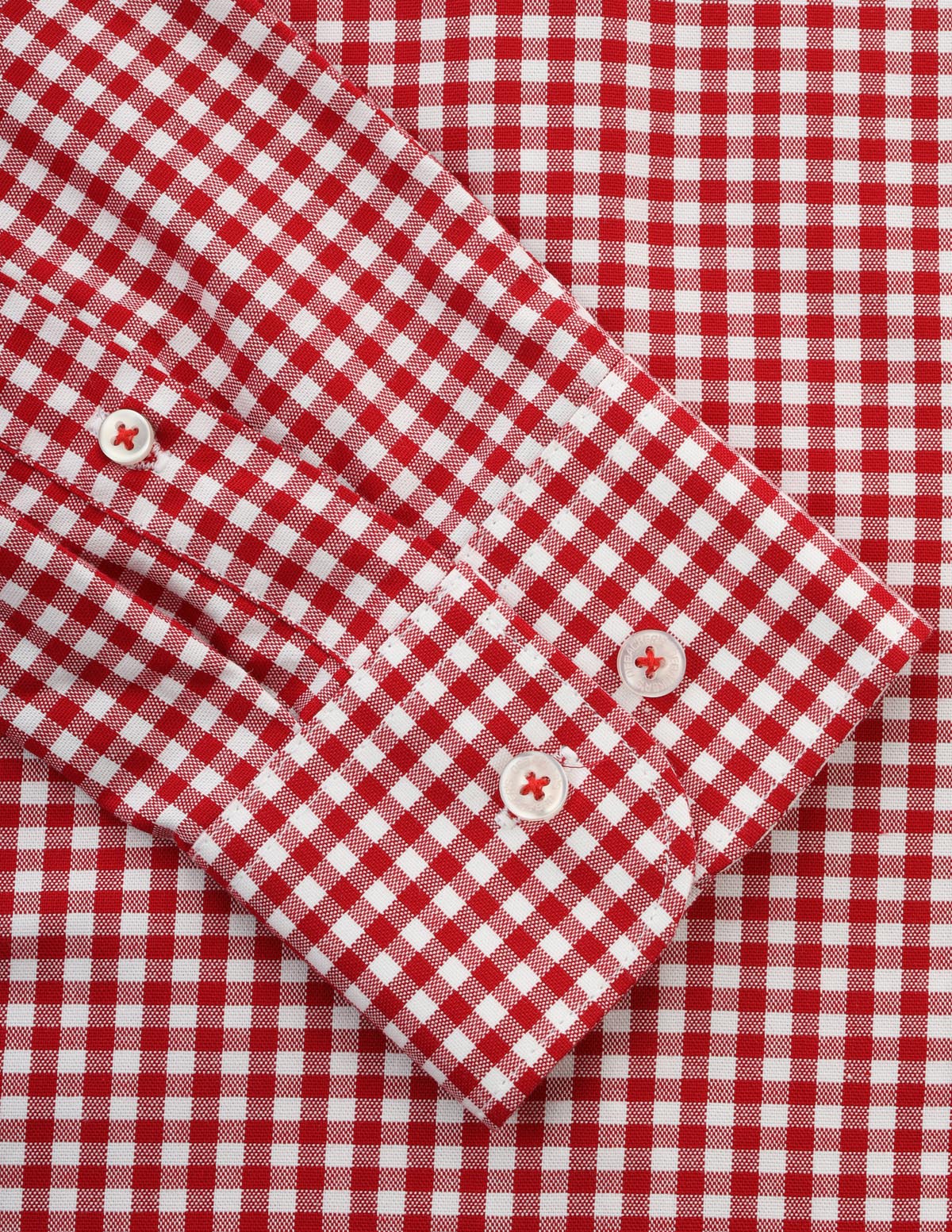 Checked Red Cotton Casual Shirt - 3