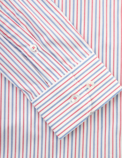 Striped White & Red Cotton Casual Shirt