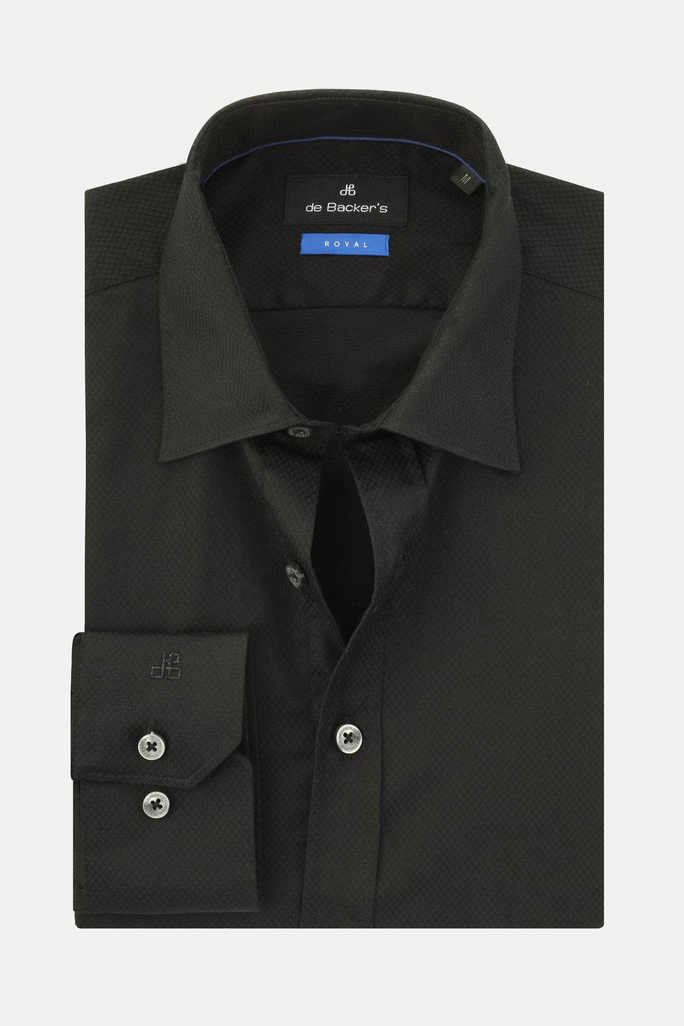 Jacquard Black Cotton Smart Casual Shirt
