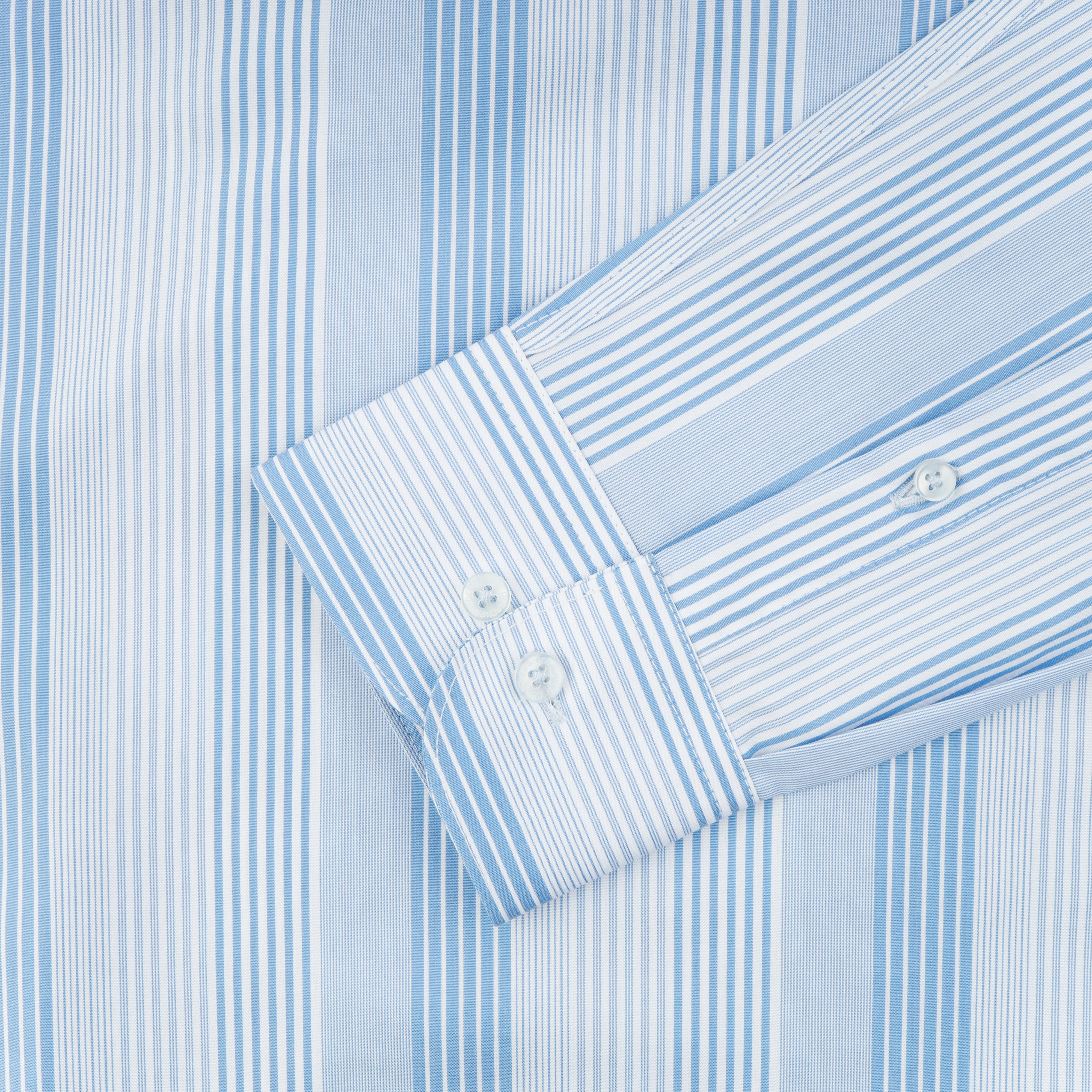 Striped Light Blue & White Cotton Casual Shirt
