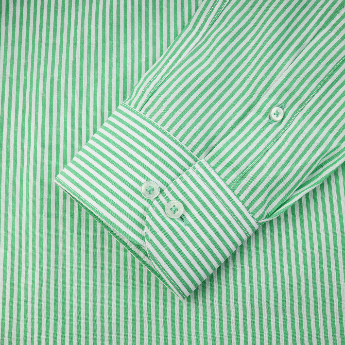 Striped White & Green Cotton Casual Shirt