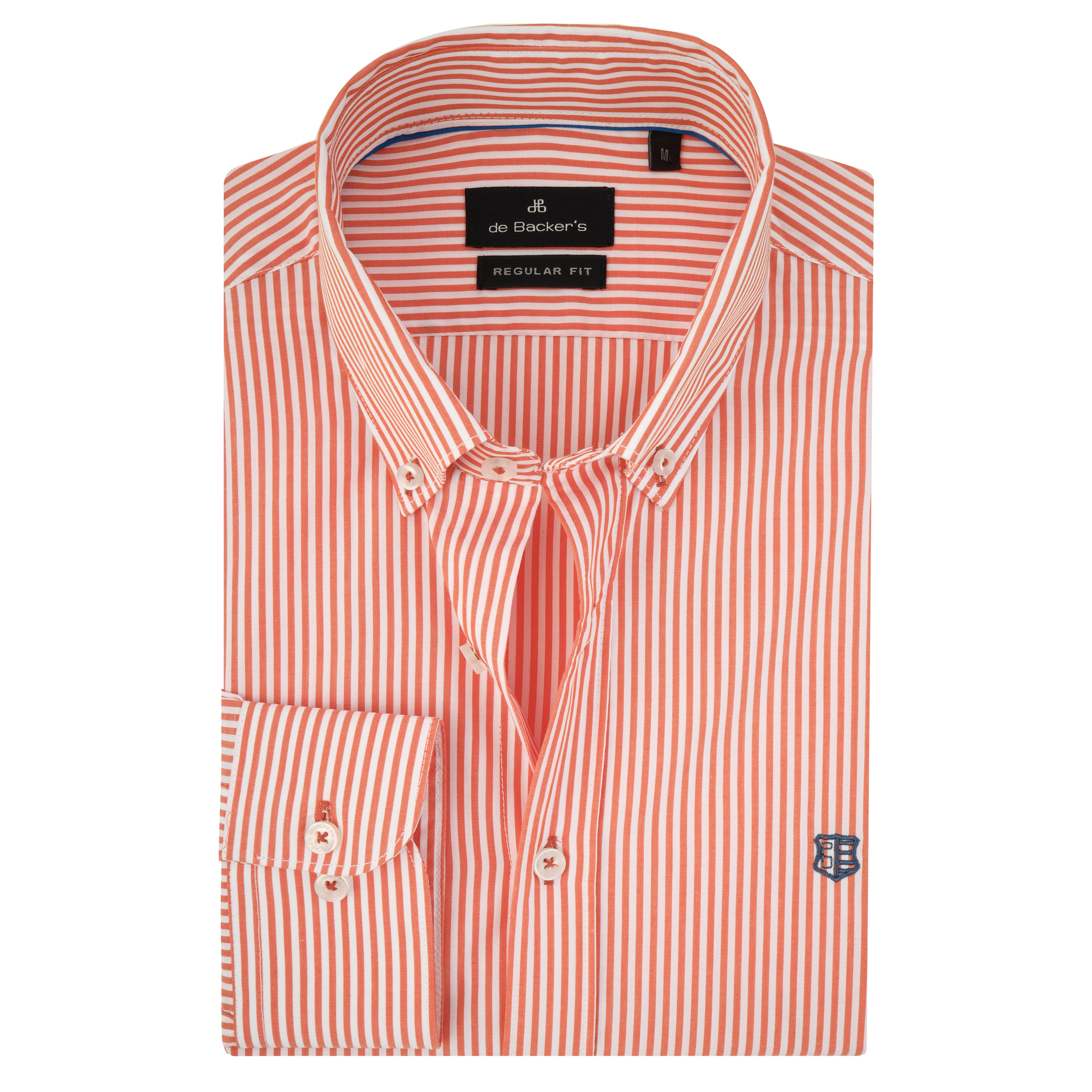 Striped salmon & White Casual Shirt - 1