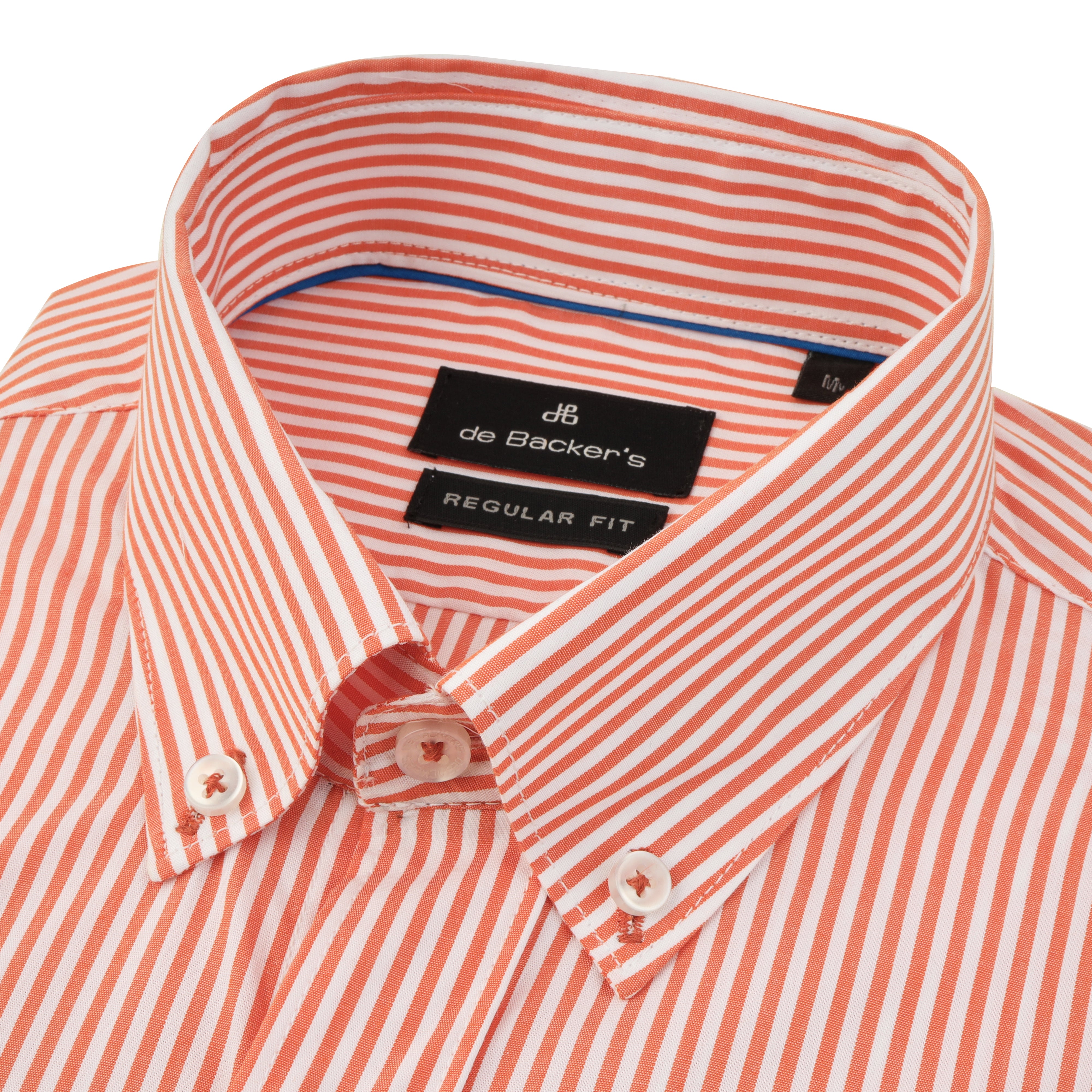 Striped salmon & White Casual Shirt - 2