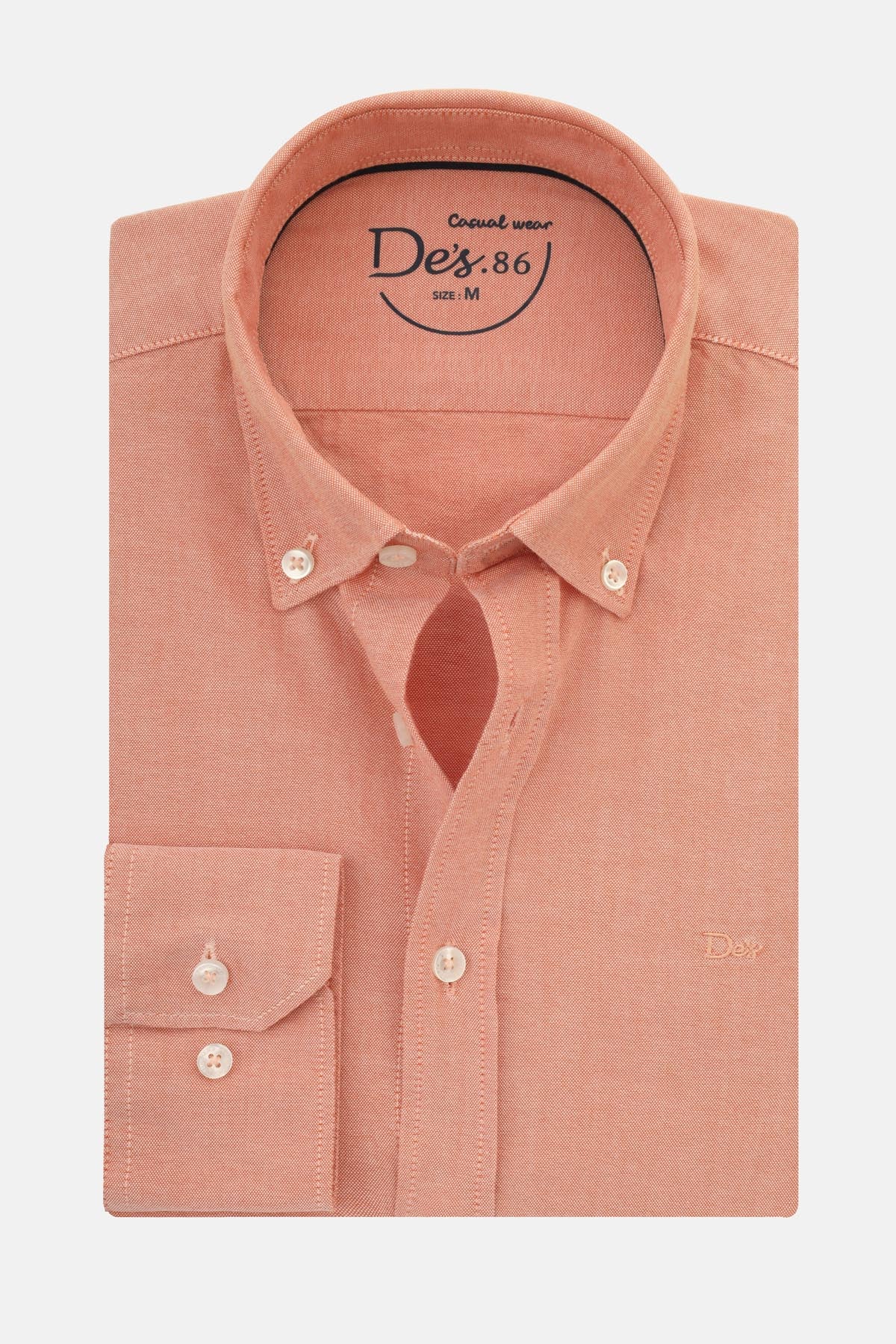 Solid Oxford Atomic Tangerine Cotton Casual Shirt - 1
