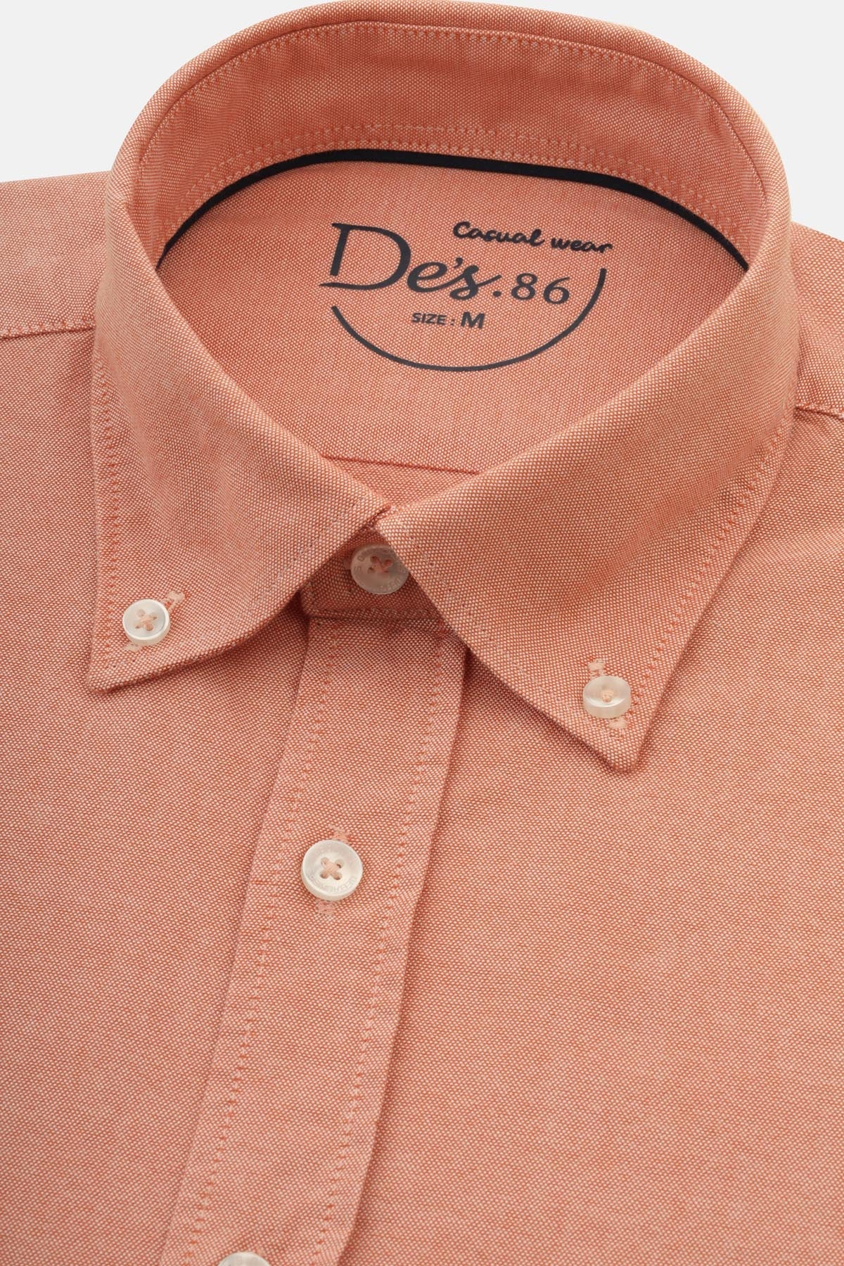 Solid Oxford Atomic Tangerine Cotton Casual Shirt - 2