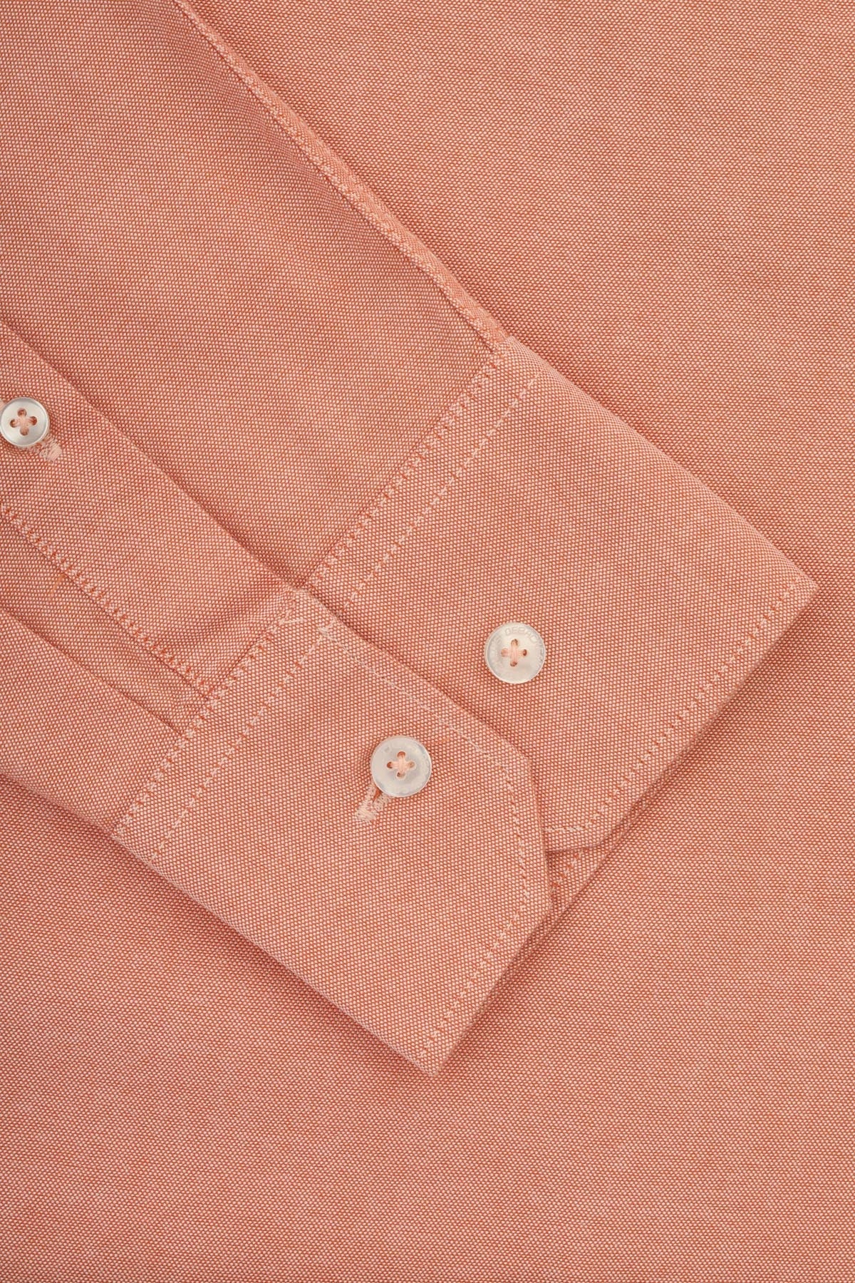 Solid Oxford Atomic Tangerine Cotton Casual Shirt - 4