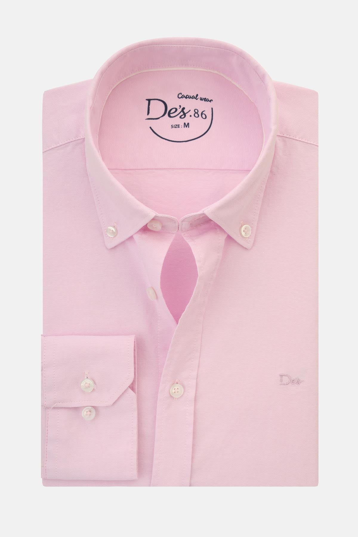 Solid Oxford Misty Rose Cotton Casual Shirt - 1
