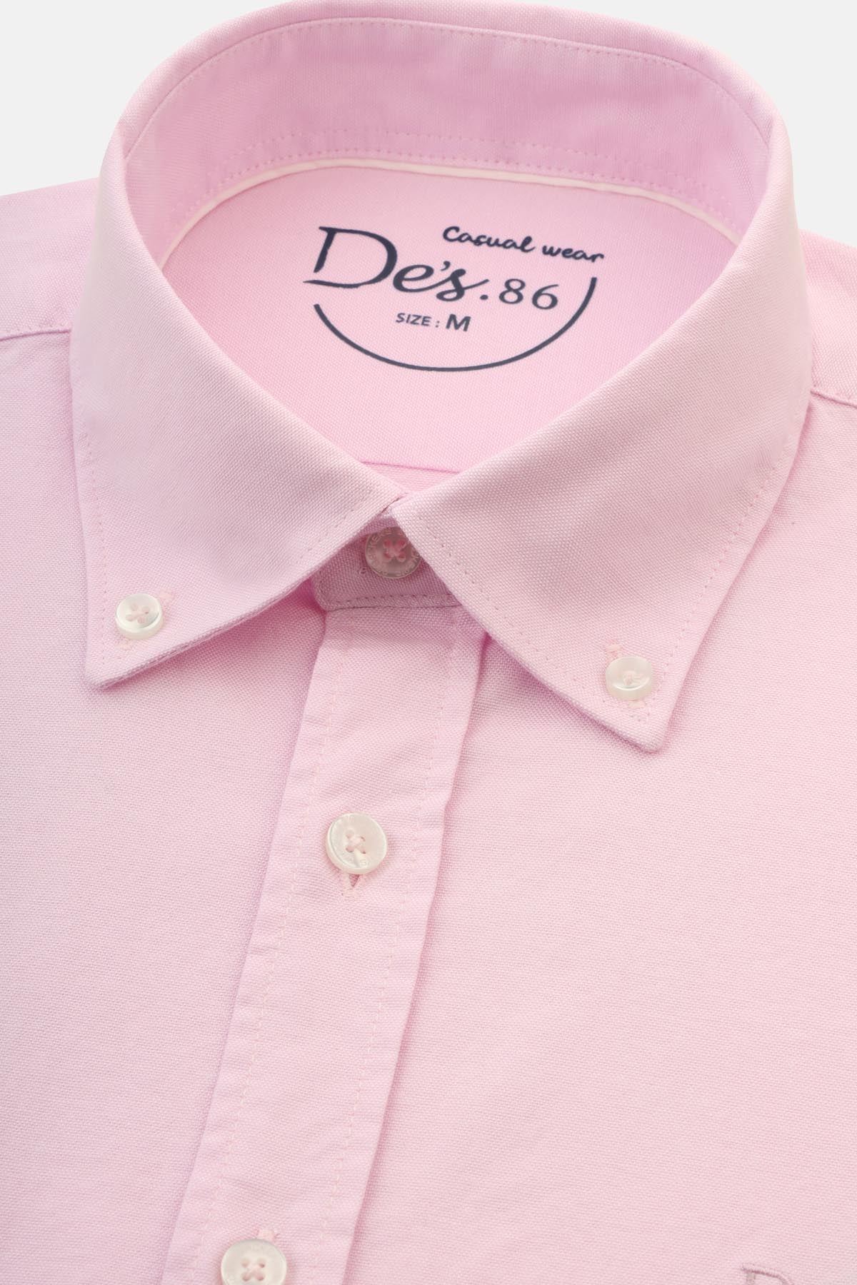 Solid Oxford Misty Rose Cotton Casual Shirt - 2