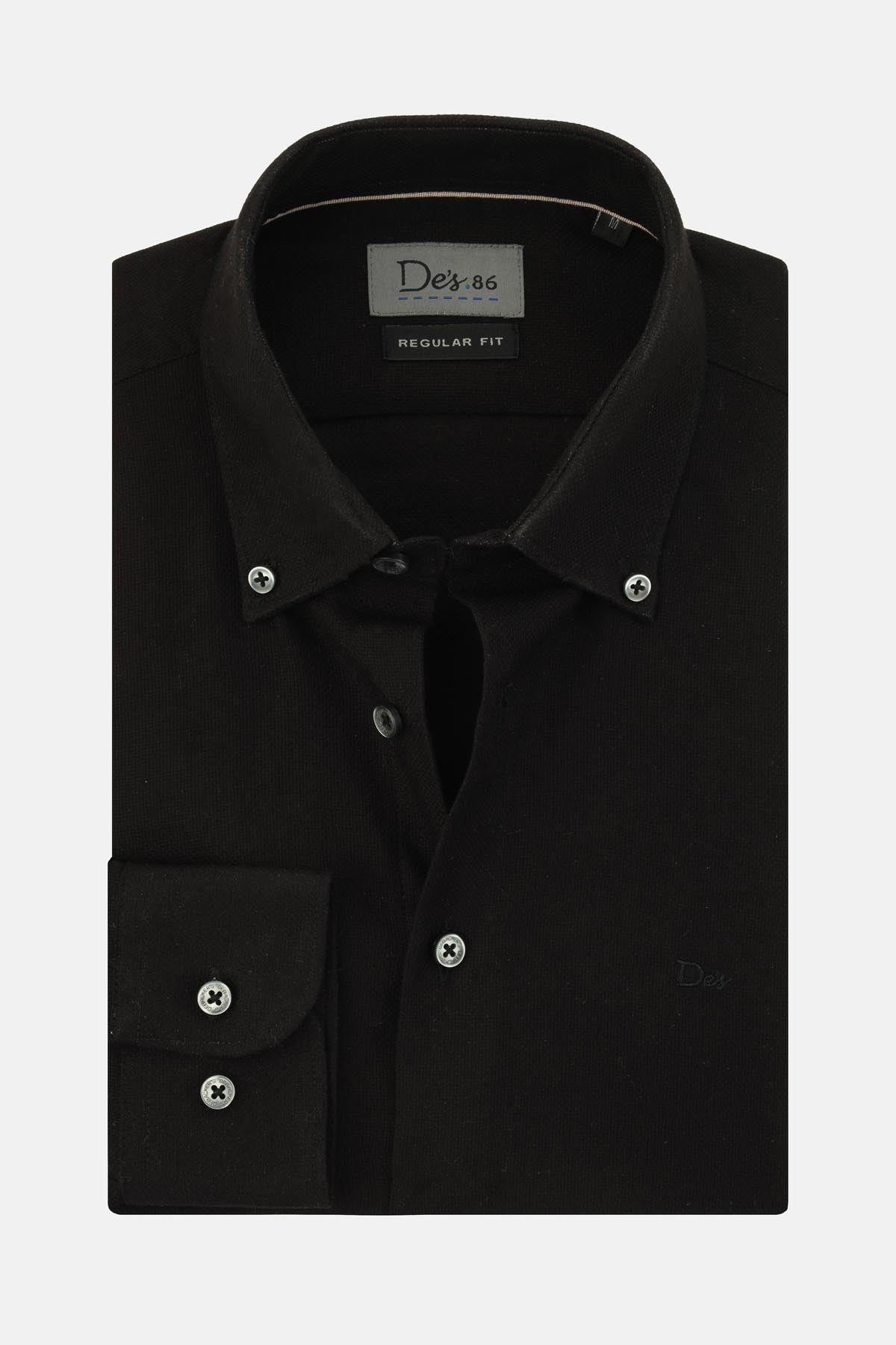 Pique Black Casual Shirt - 1