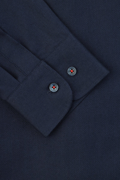 Rib Weave Oxford-Blue Cotton Casual Shirt