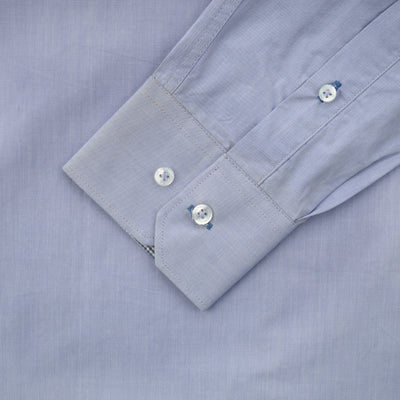 Solid Powder Blue Cotton  Smart Casual Shirt