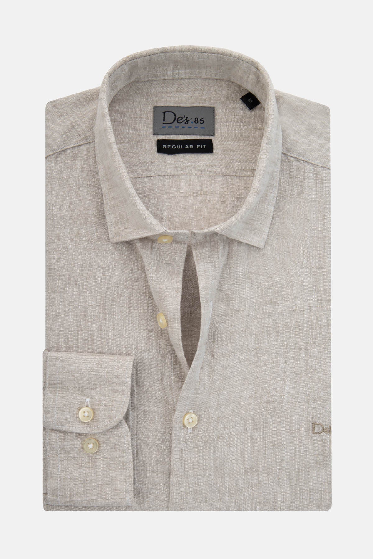 Linen Brownish Gray Casual Shirt - 1