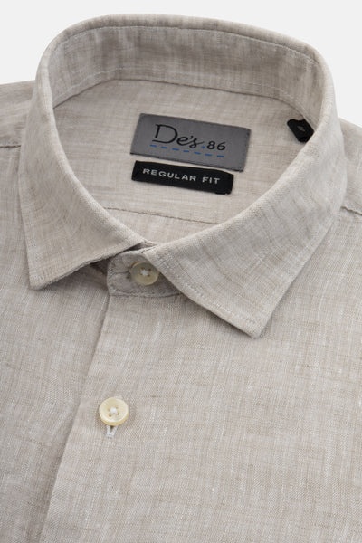 Linen Brownish Gray Casual Shirt