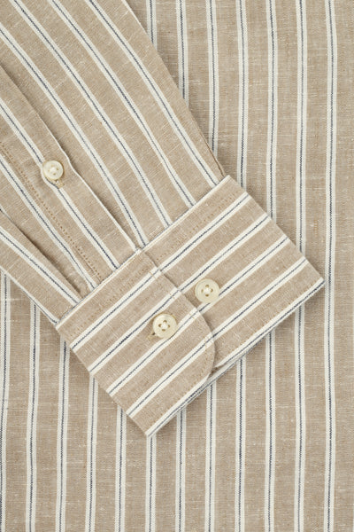 Striped Beige & White Casual Shirt