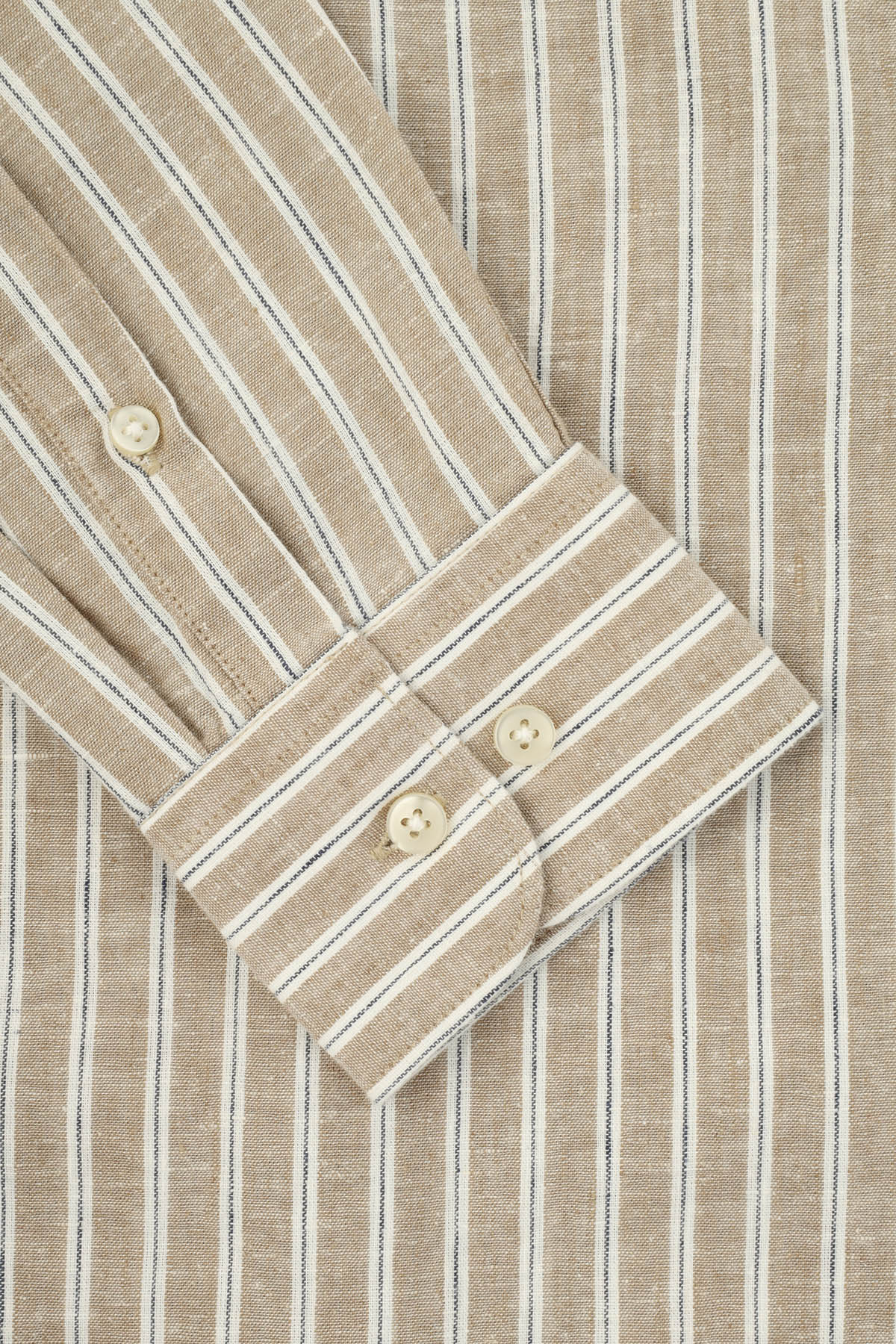 Striped Beige & White Casual Shirt - 3