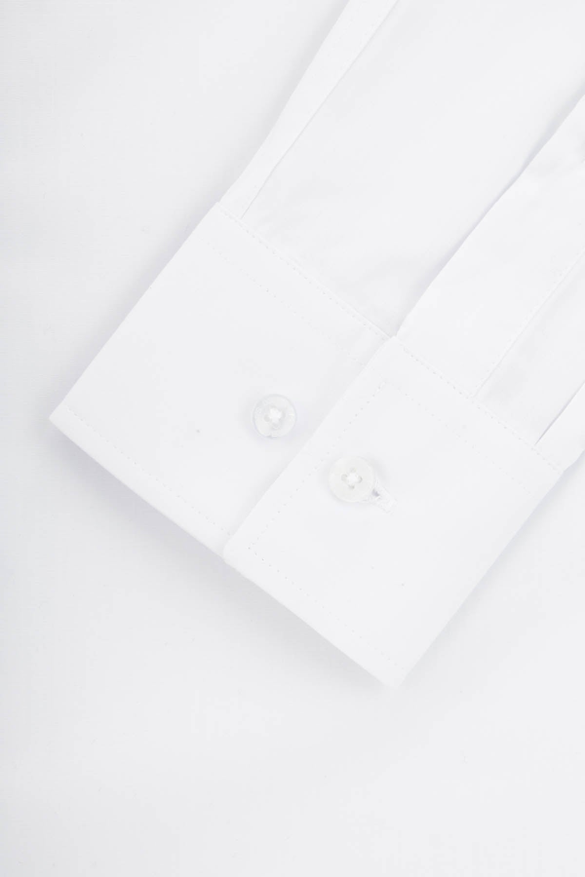 Solid White Slim Dacron Classic Shirt - 3