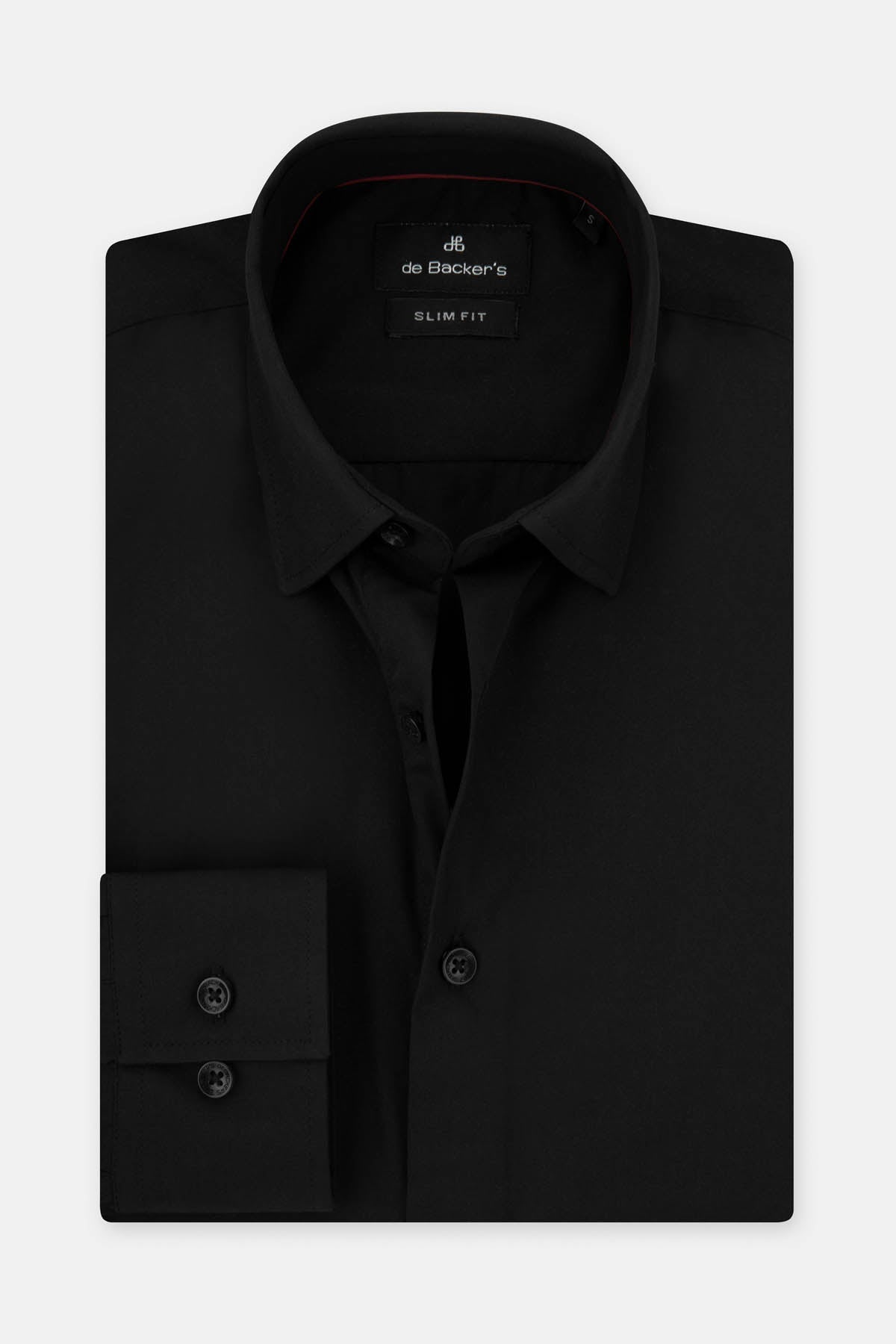 Solid Black Slim Dacron Classic Shirt - 1