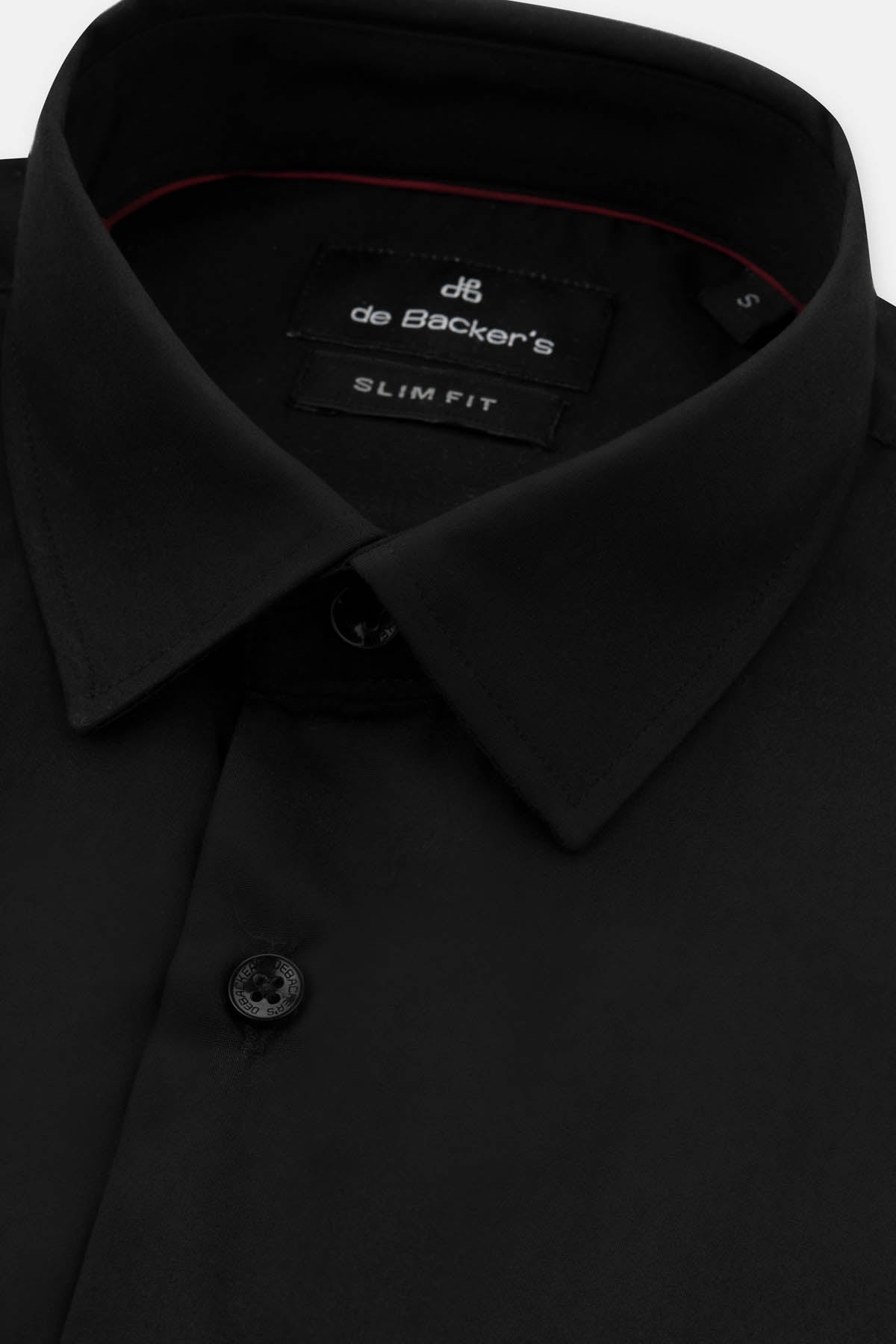 Solid Black Slim Dacron Classic Shirt - 2