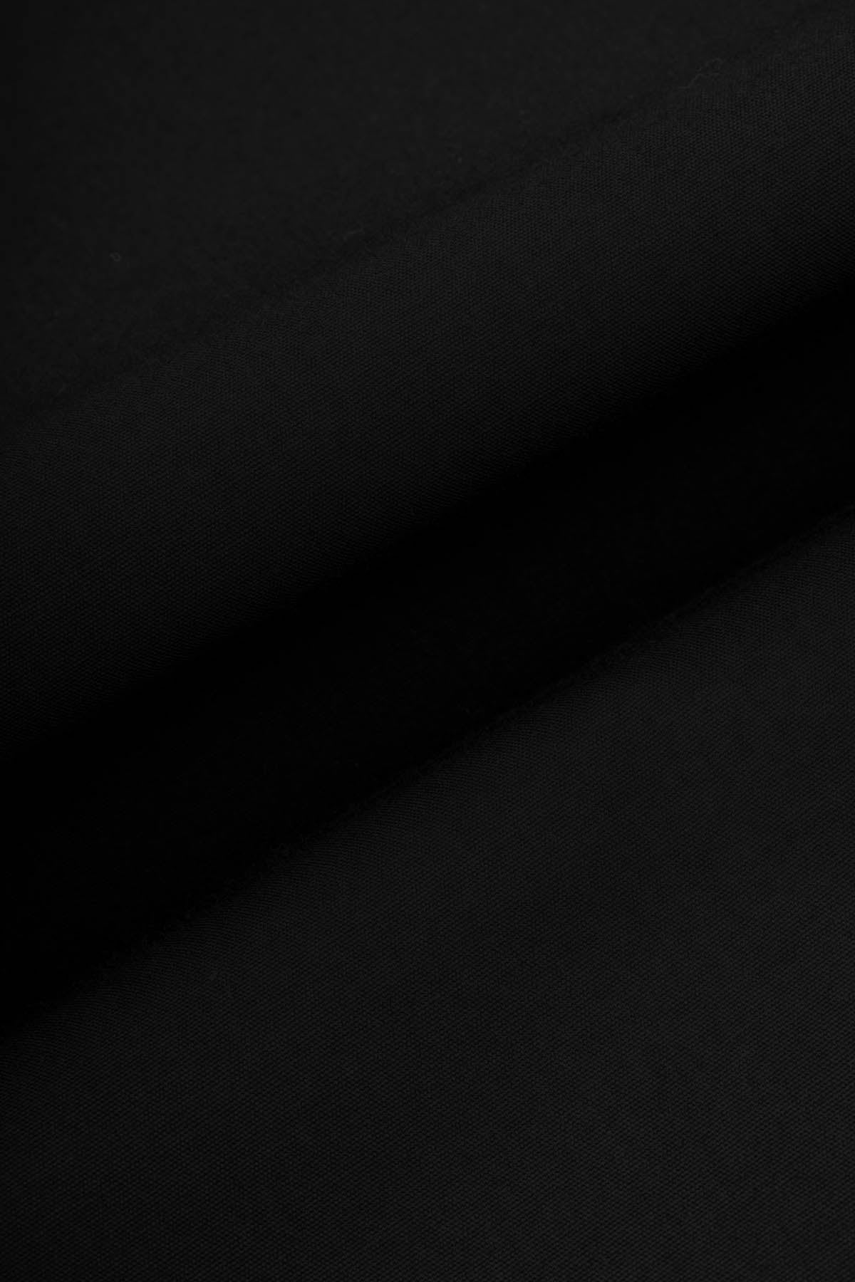 Solid Black Slim Dacron Classic Shirt - 4
