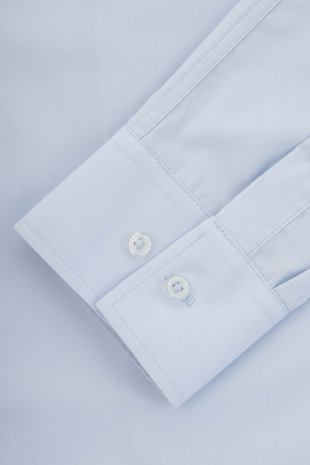 Solid Light Blue Slim Dacron Classic Shirt - 3