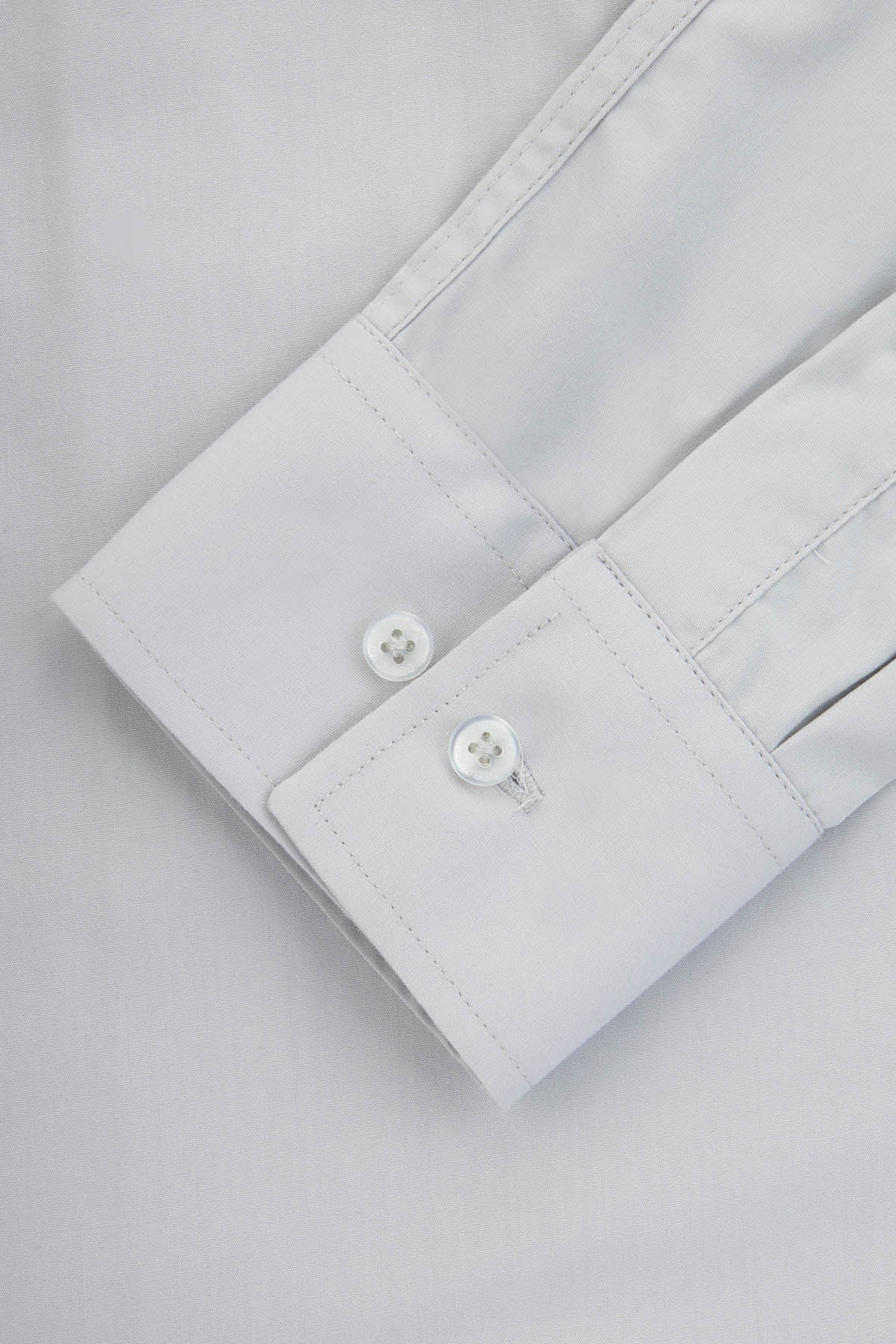Solid Light Gray Slim Dacron Classic Shirt - 4