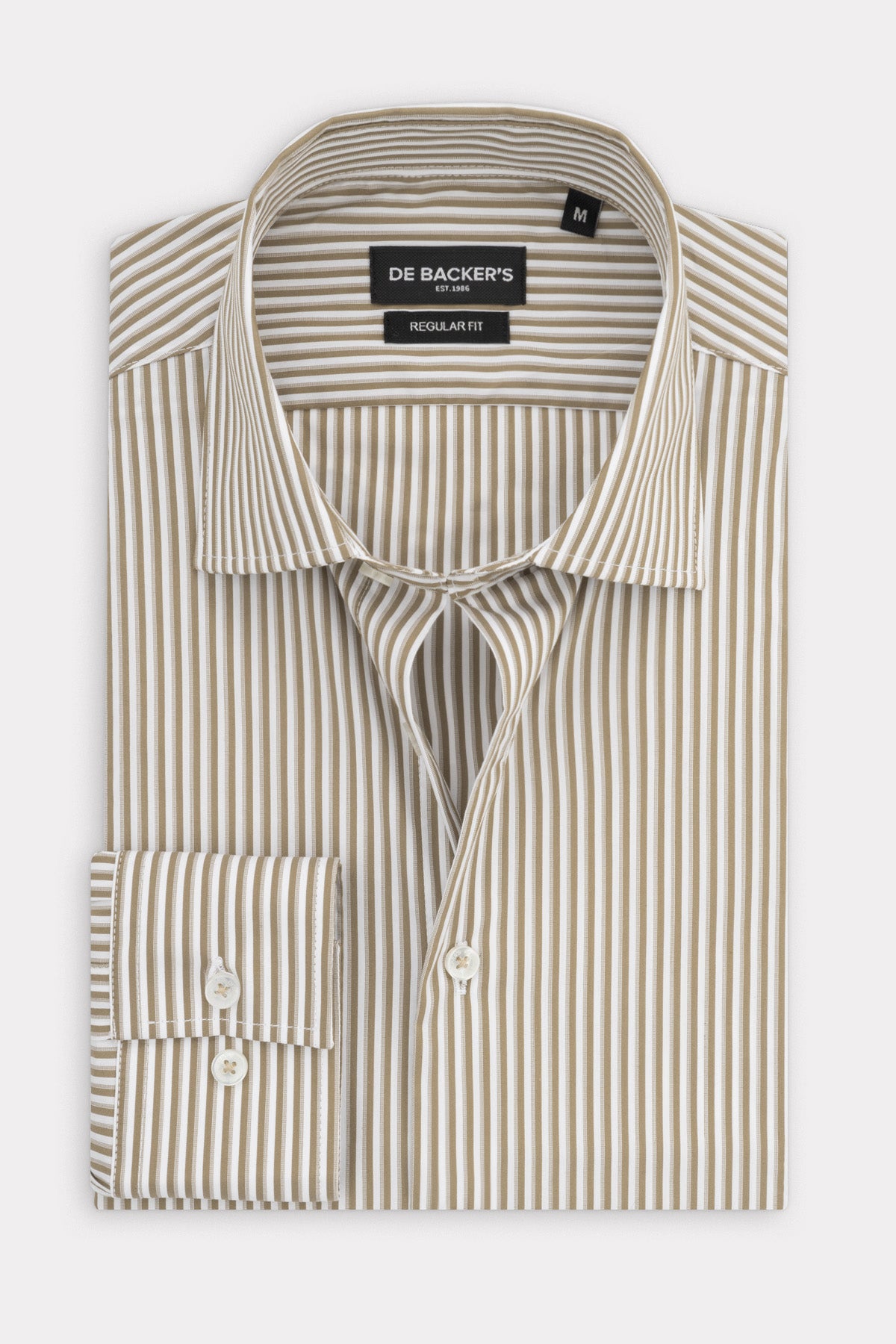 Stripped Beige & White Bamboo Classic Shirt - 1