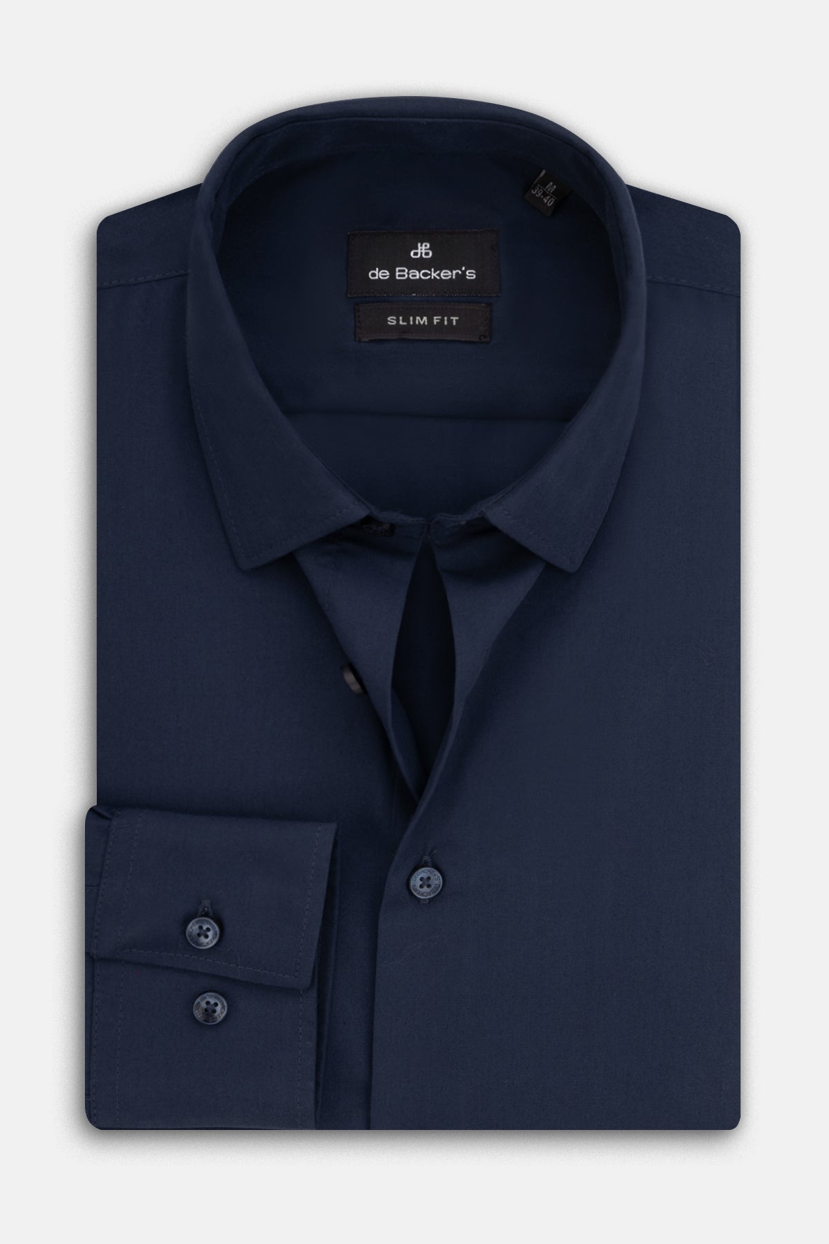 Solid Dark Navy Slim Dacron Classic Shirt - 1