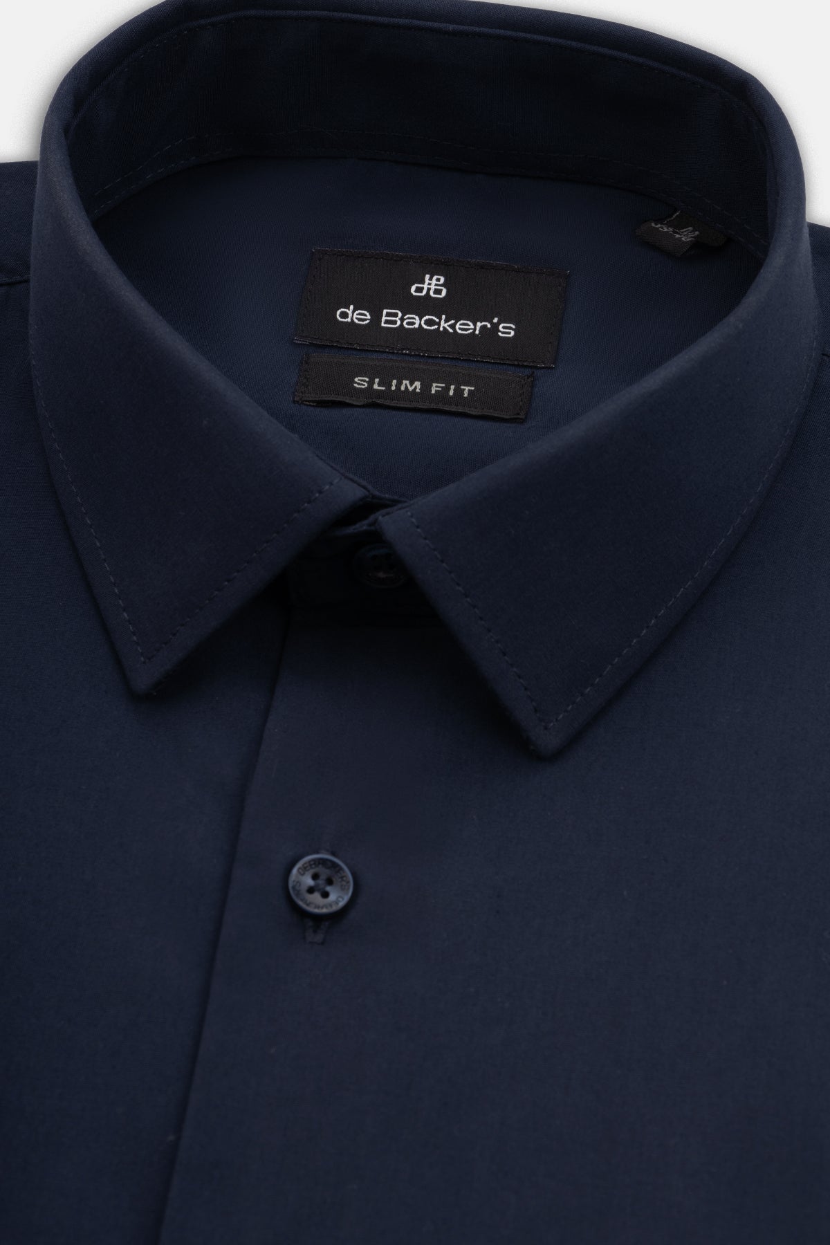 Solid Dark Navy Slim Dacron Classic Shirt - 2