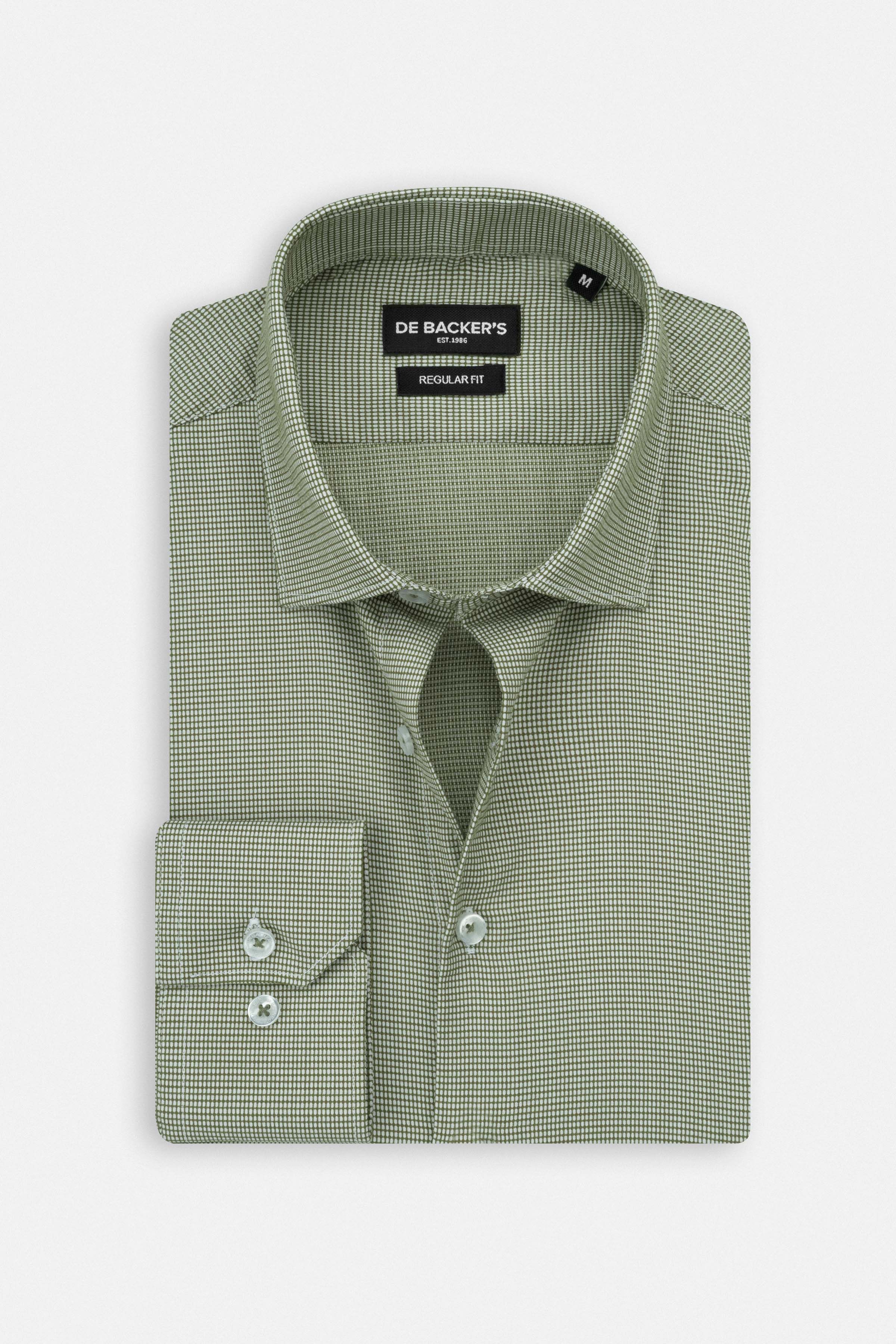 jacquard Dark Green Smart Casual Shirt