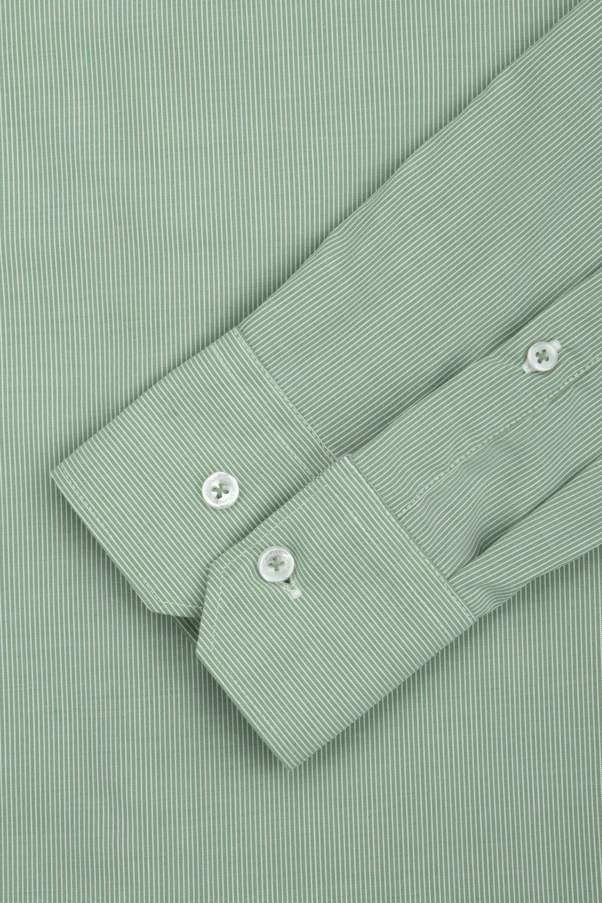 Striped Light Green Smart Casual Bamboo Shirt