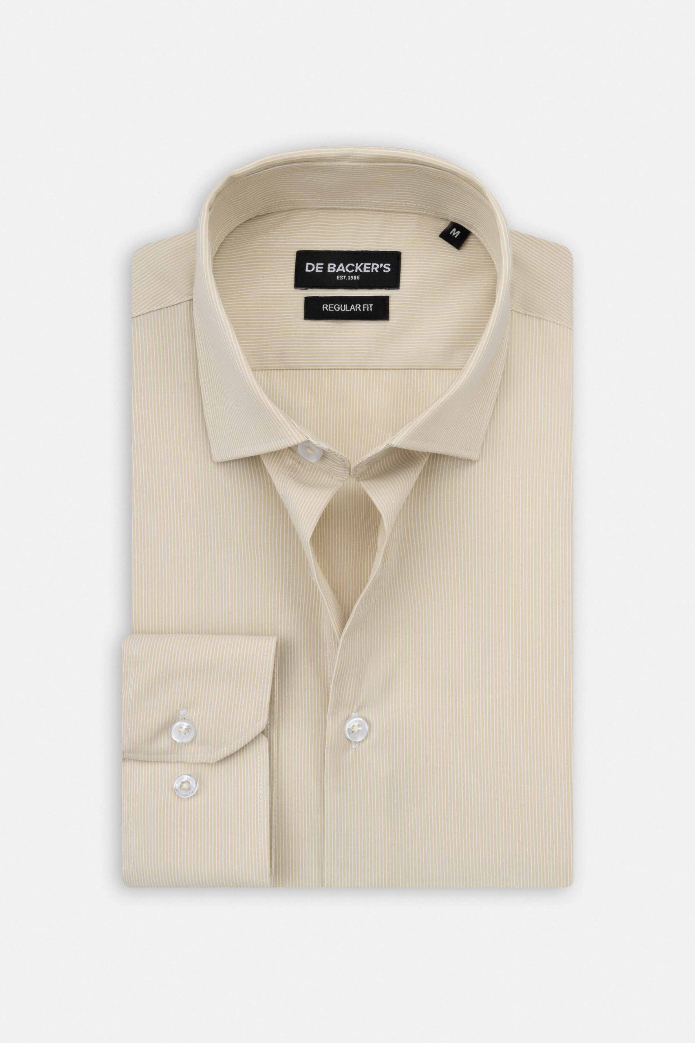 Striped Light Beige & White Bamboo Smart Casual Shirt