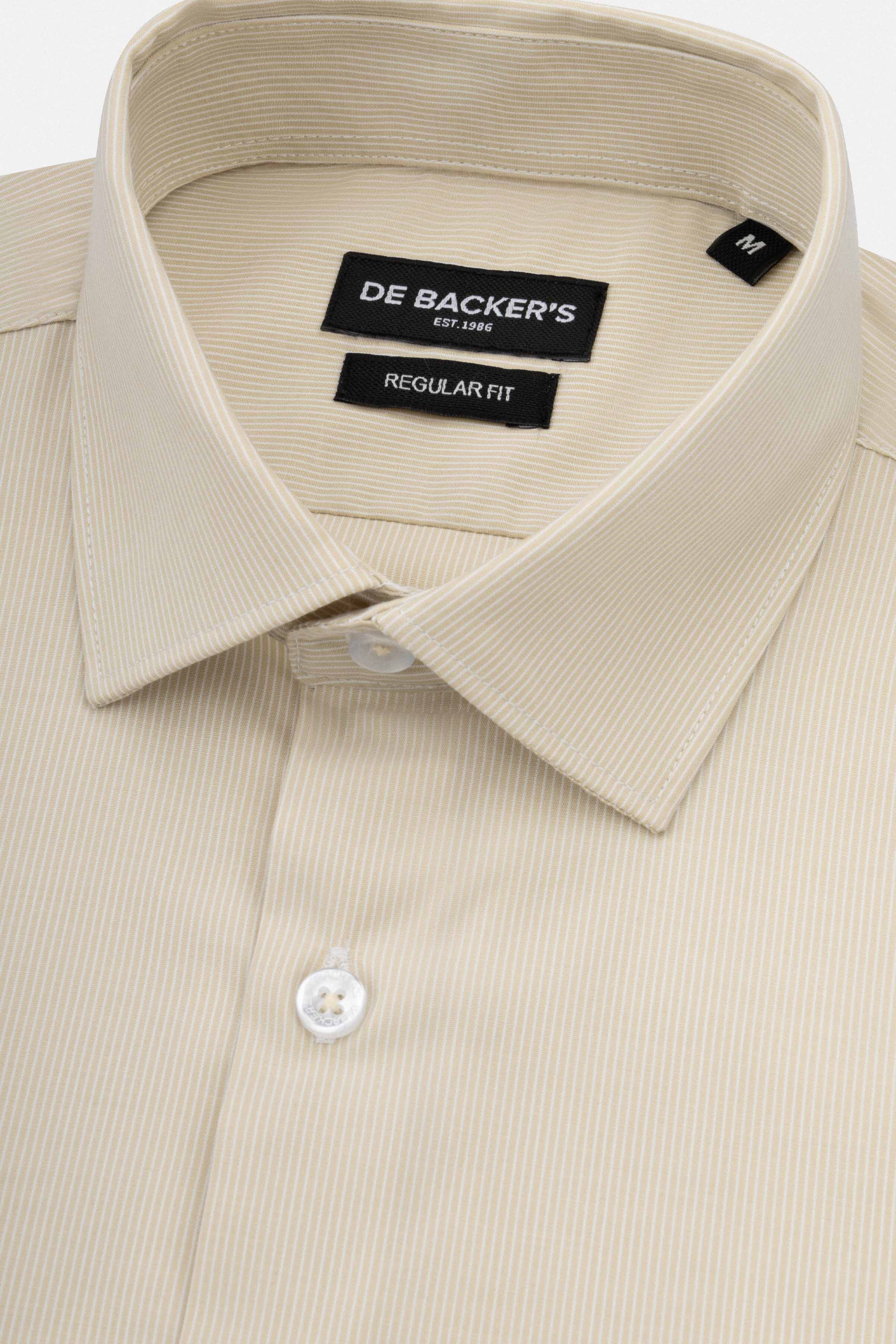 Striped Light Beige & White Bamboo Smart Casual Shirt