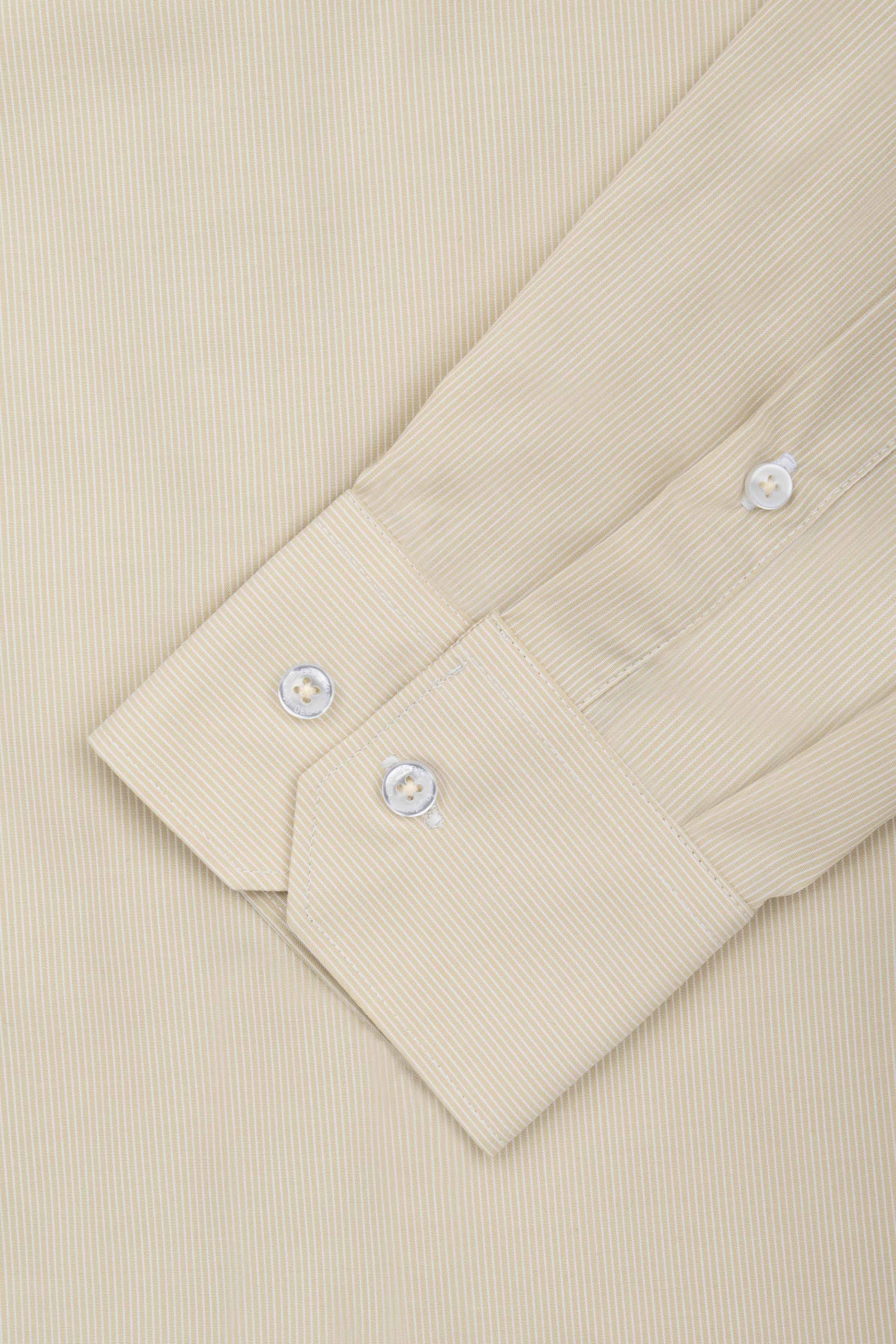 Striped Light Beige & White Bamboo Smart Casual Shirt