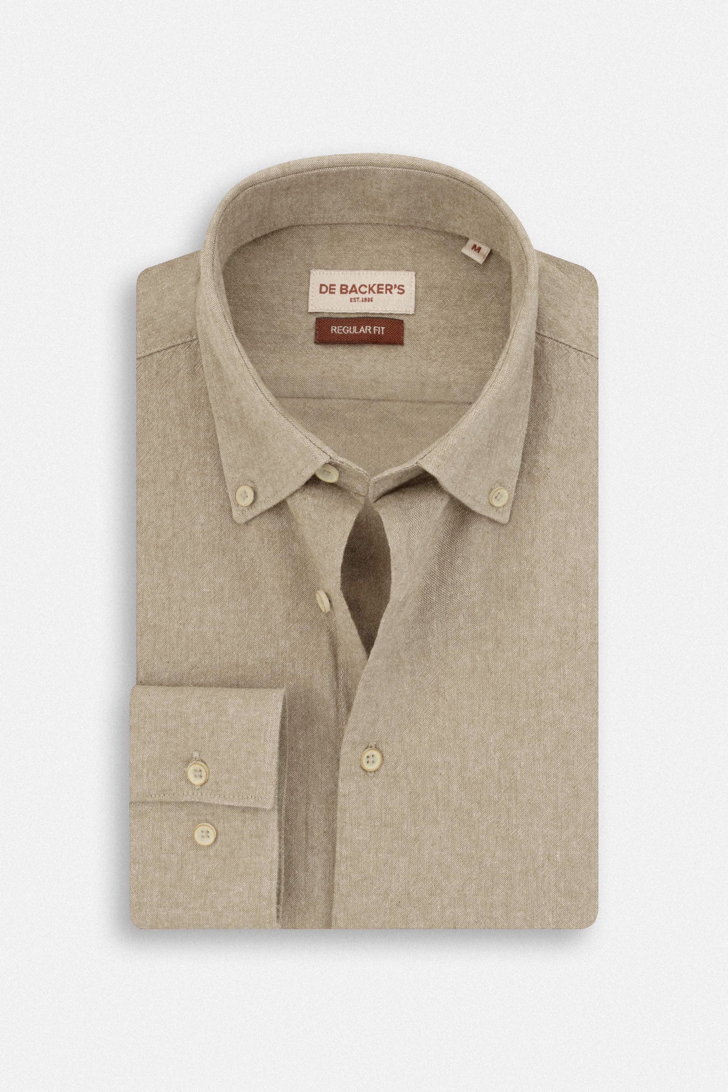 Khaki Casual Linen Blend Shirt