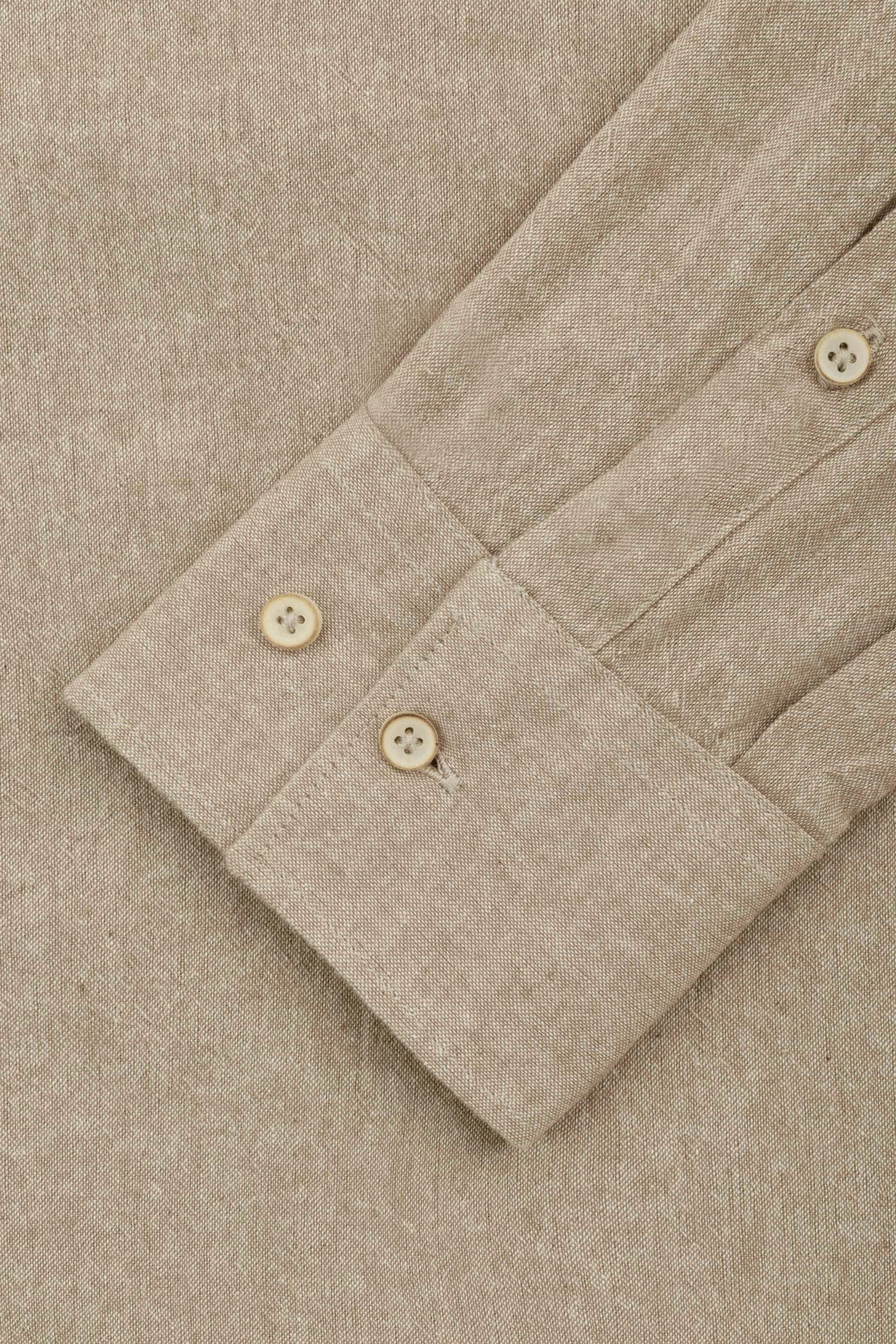 Khaki Casual Linen Blend Shirt