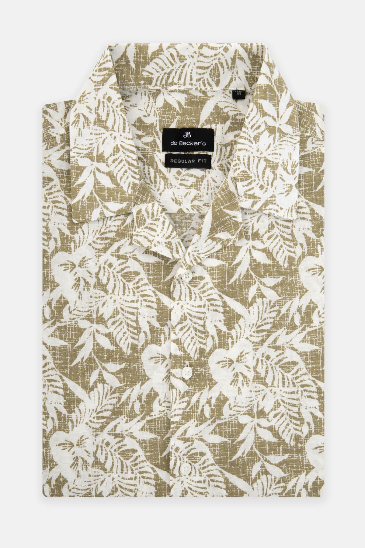 Linen Printed Lion Brown Short-Sleeves Shirt - 1