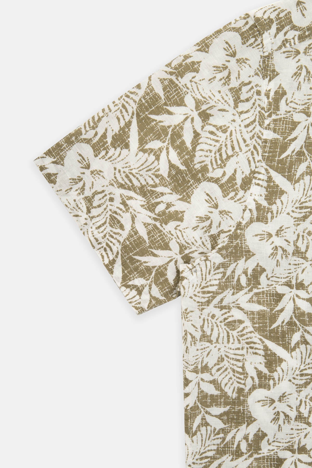 Linen Printed Lion Brown Short-Sleeves Shirt - 3