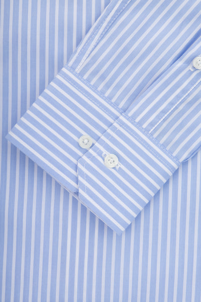 Striped Light Blue & White Smart Casual Shirt