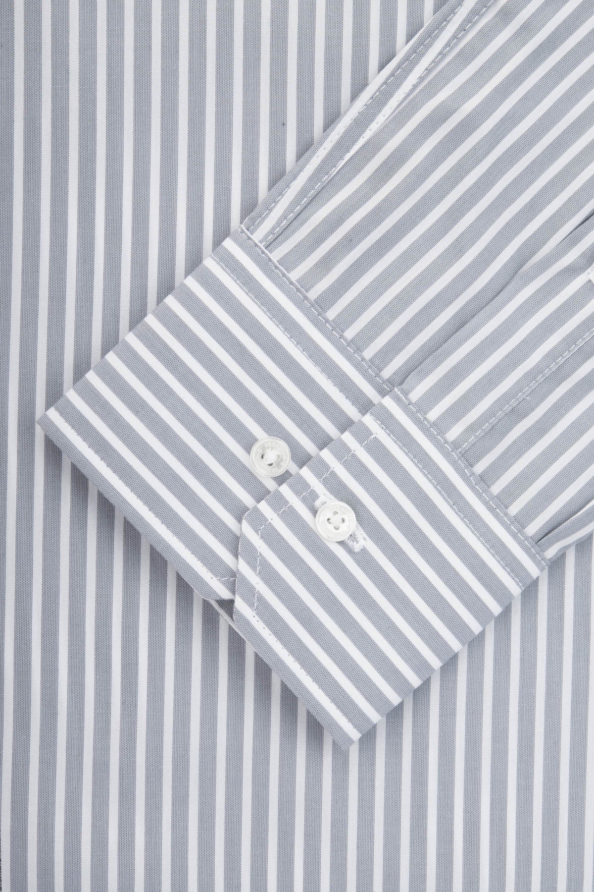 Striped Light Gray & White Smart Casual Shirt - 4