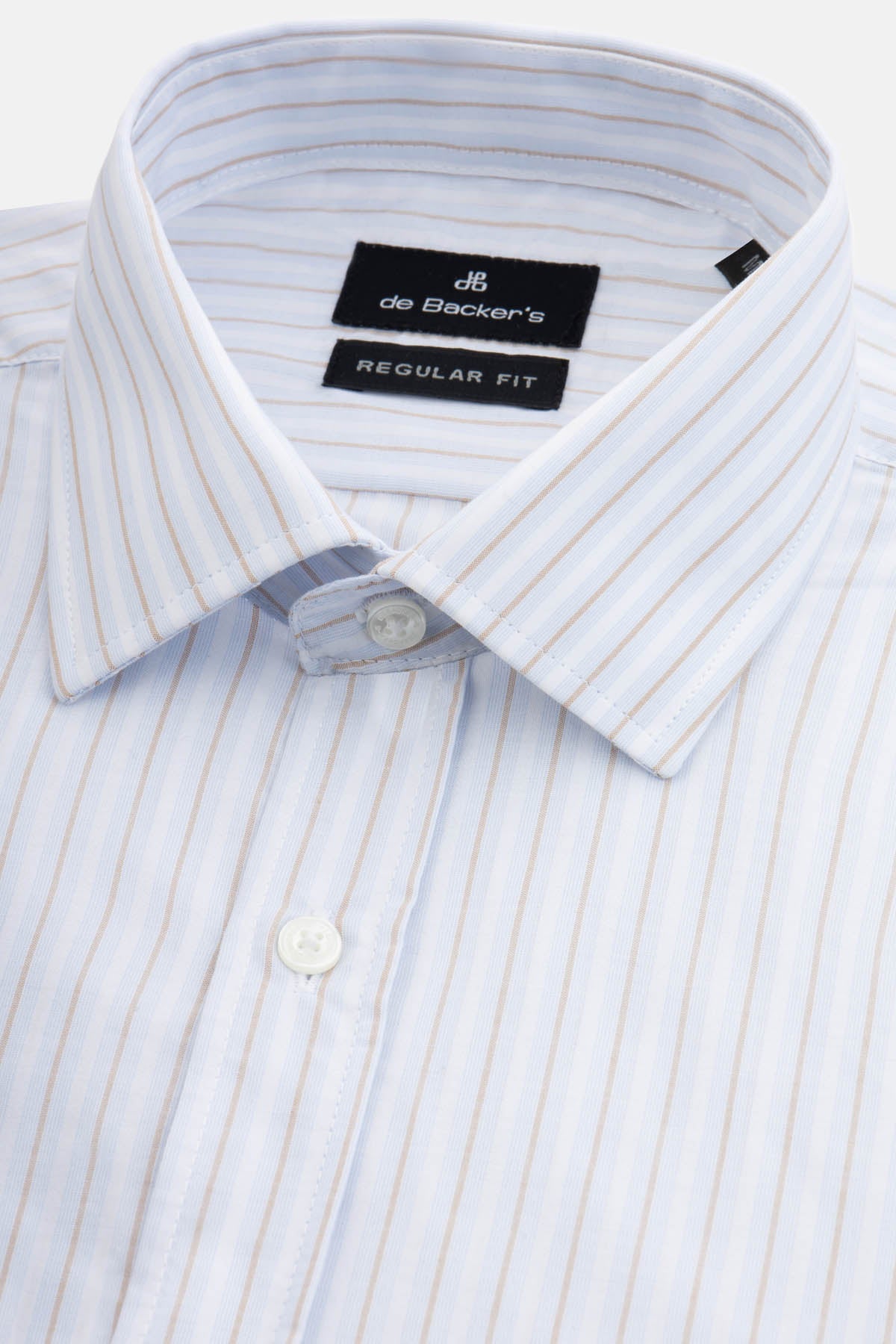 Striped White & Light Blue & Light Beige Smart Casual Shirt - 2