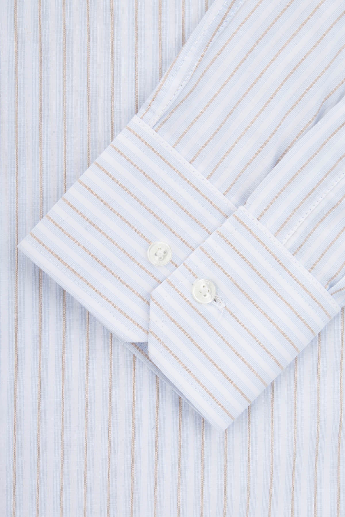 Striped White & Light Blue & Light Beige Smart Casual Shirt - 4