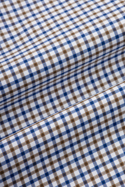 Checked White & Light Brown & Blue Smart Casual Shirt