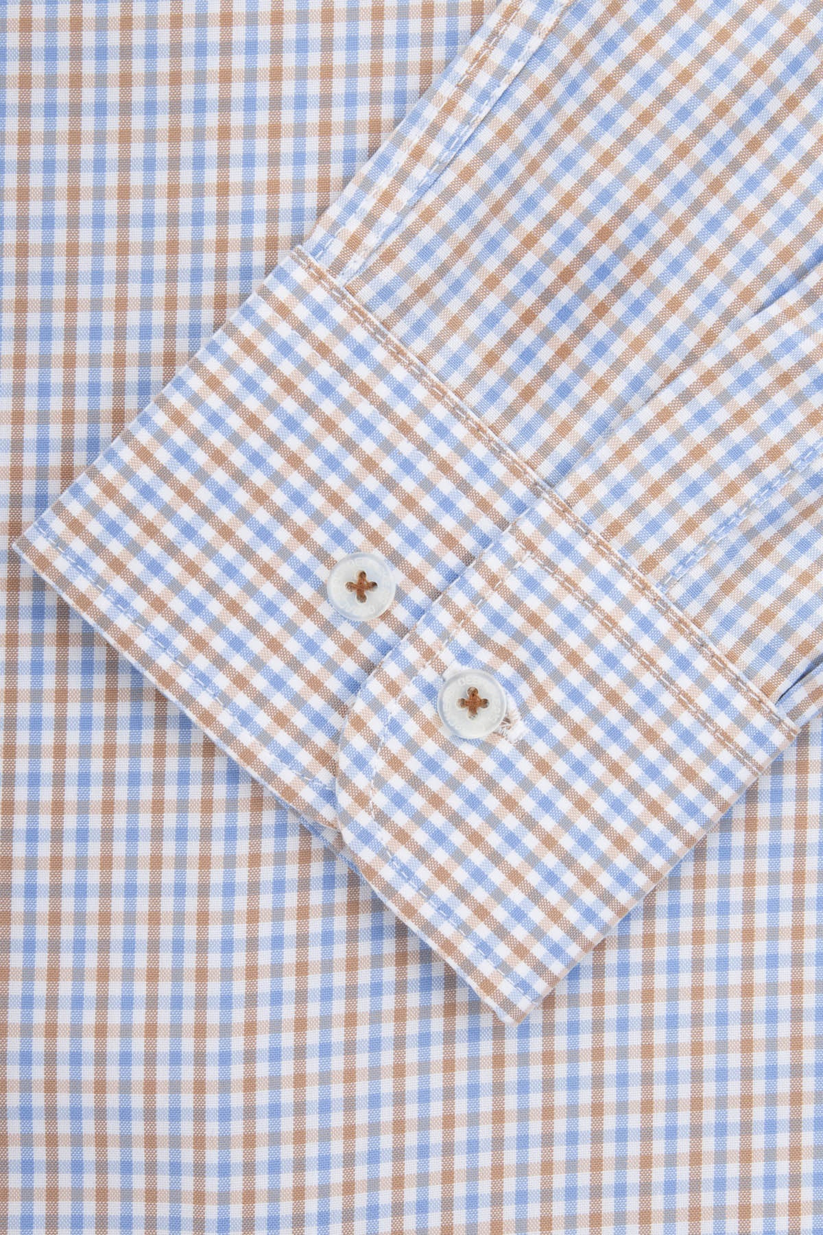 Checked Light Blue & Brown & White Smart Casual Shirt - 3